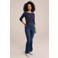 WE Fashion driekwarts mouw top donkerblauw