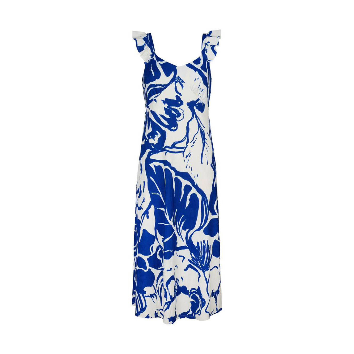 Miss Etam jurk met all over print blauw wit