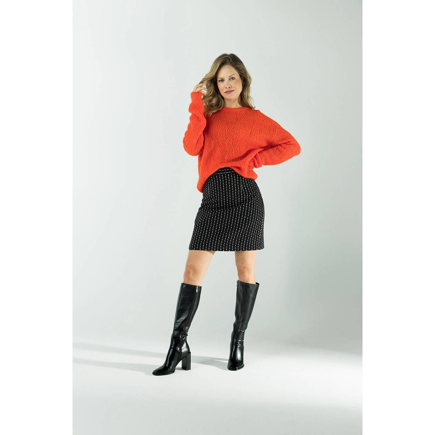 LabeL DOT rok met all over print zwart ecru