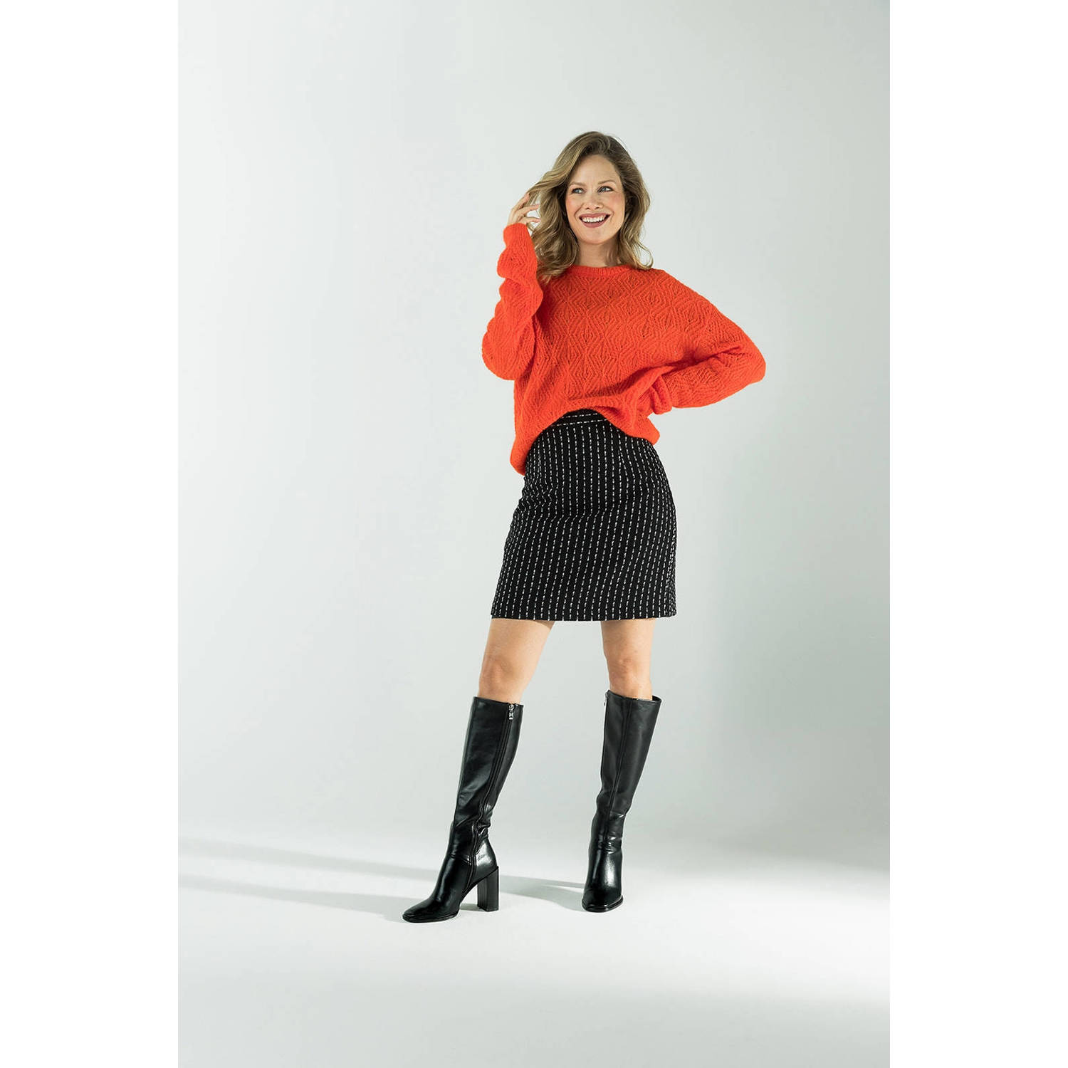 LabeL DOT rok met all over print zwart ecru