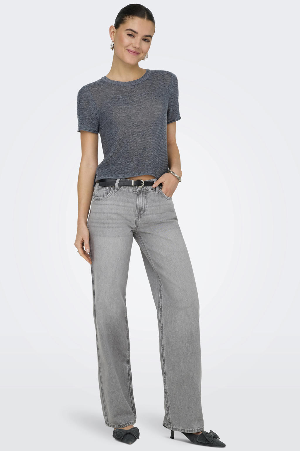ONLY low waist wide leg jeans ONLBRENDA grey denim