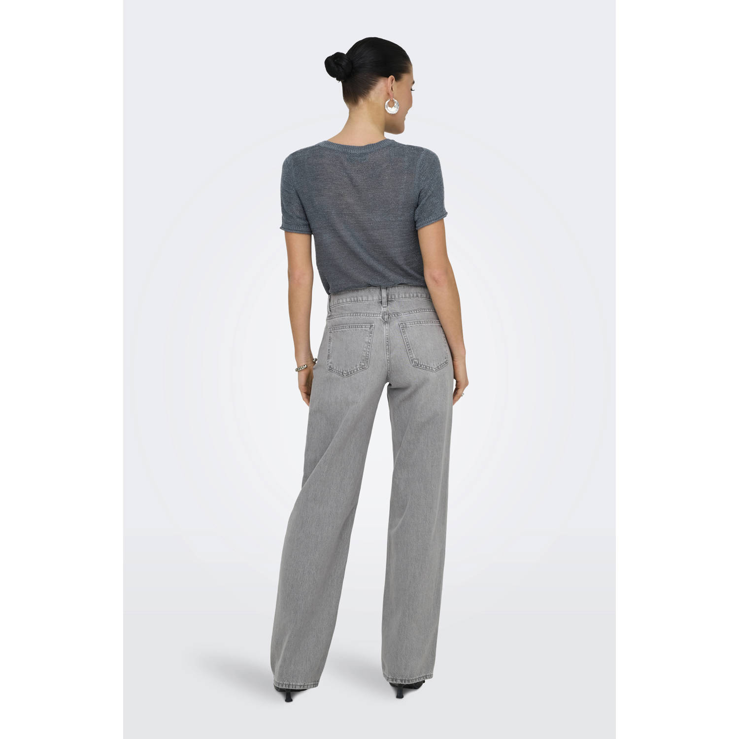 ONLY low waist wide leg jeans ONLBRENDA grey denim