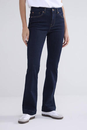 flared jeans dark blue denim
