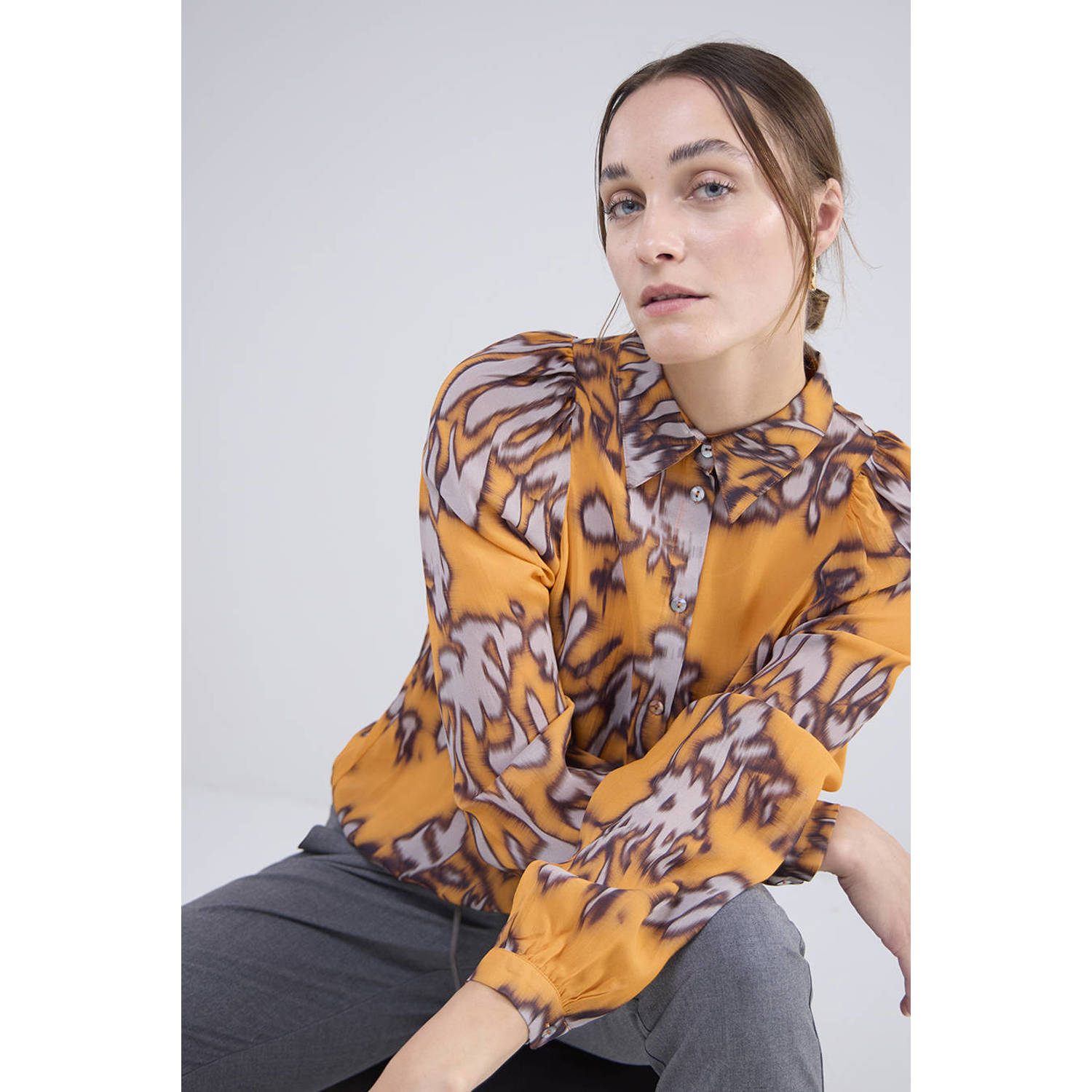 Summum blouse met all over print oranje