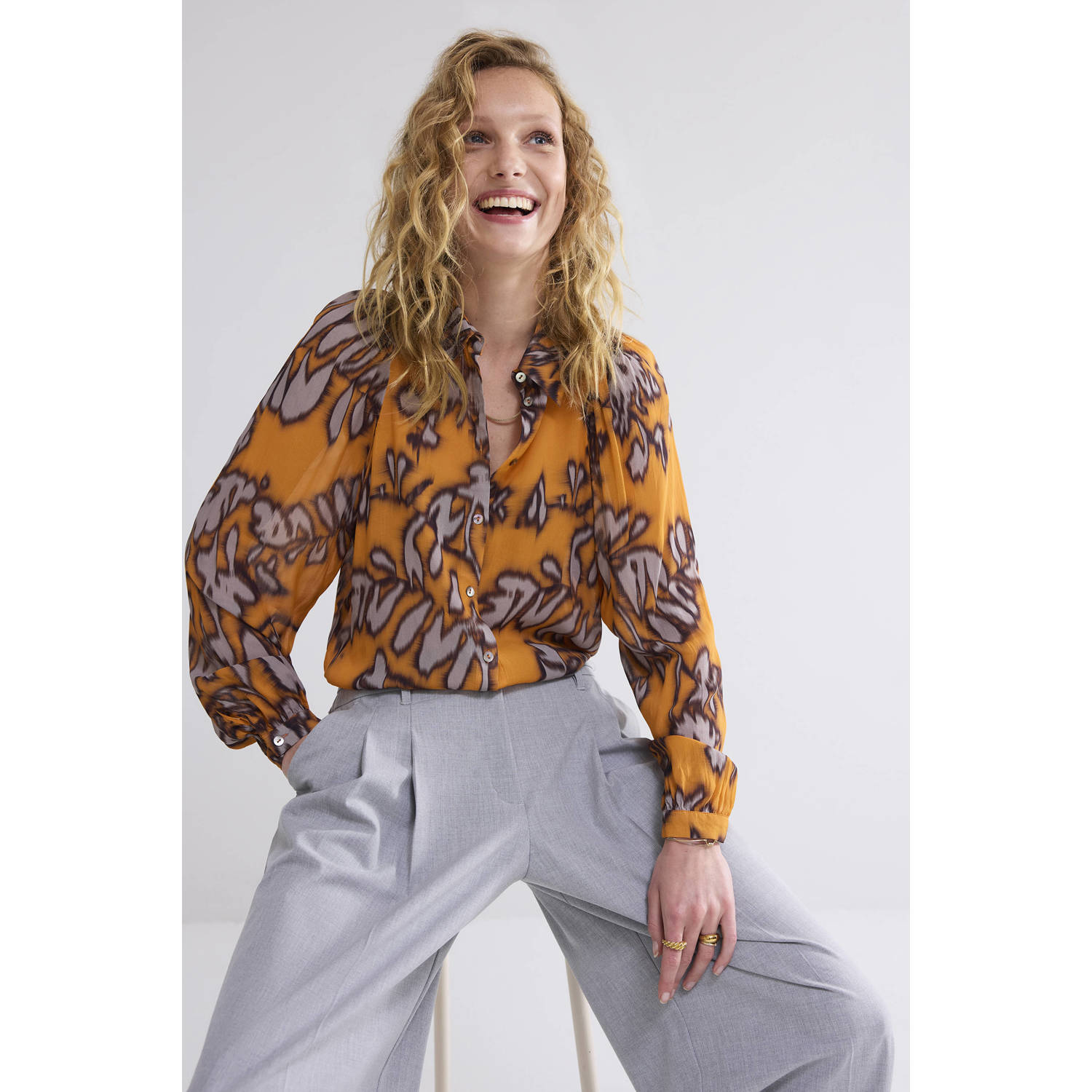 Summum Woman Pittige Oranje Print Blouse Orange Dames