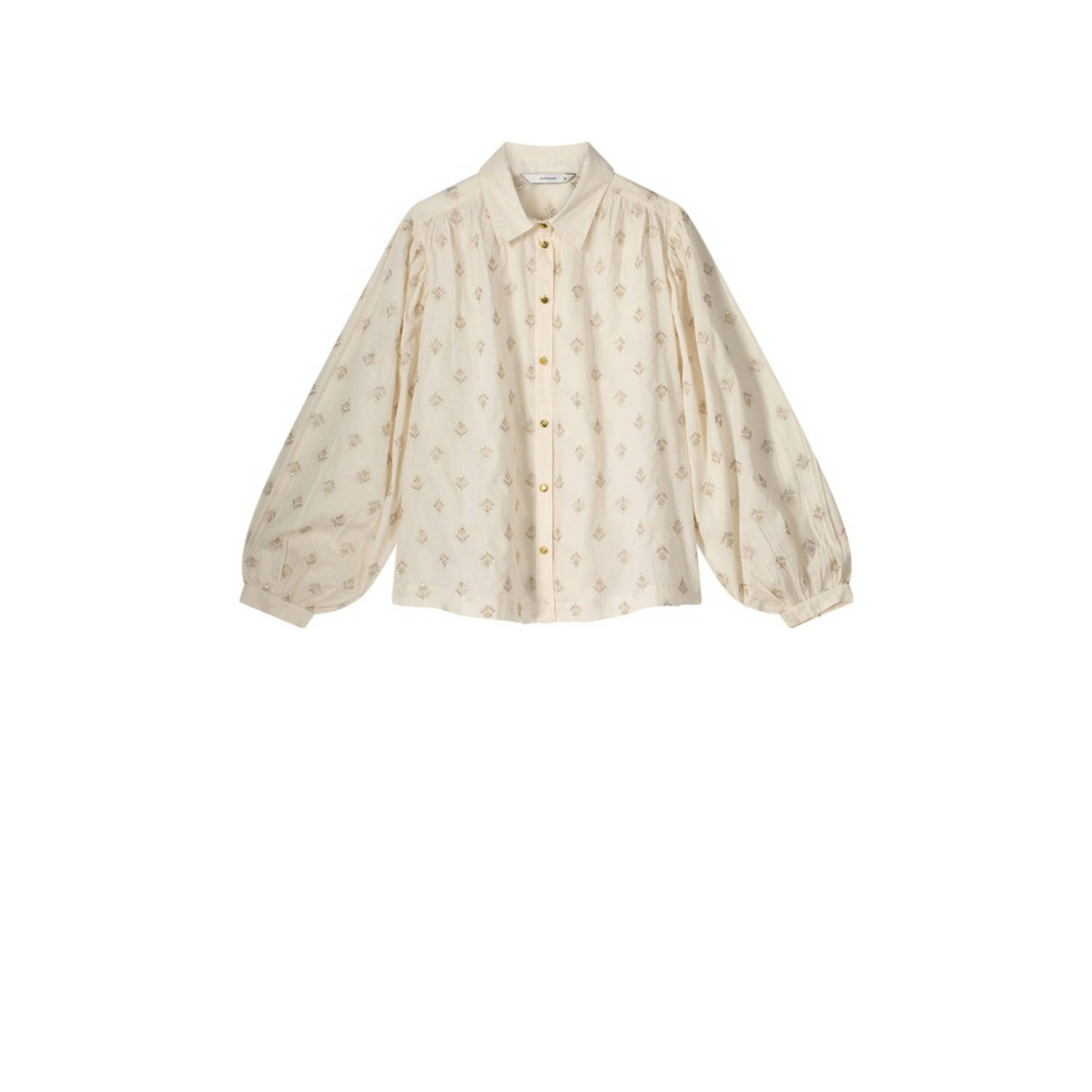 Summum Woman Geborduurde Blouse Effen Kleur Beige Dames