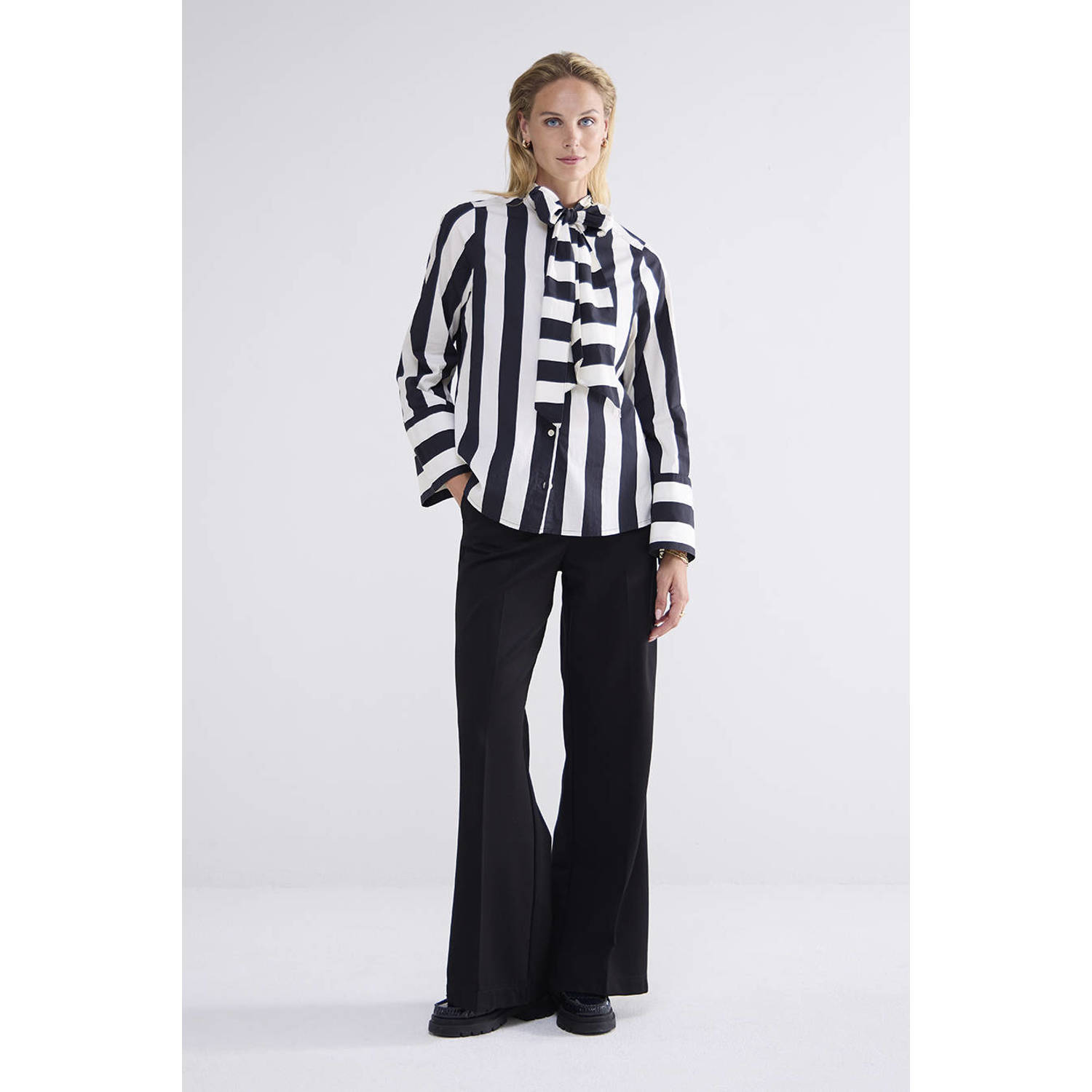 Summum gestreepte blouse zwart wit