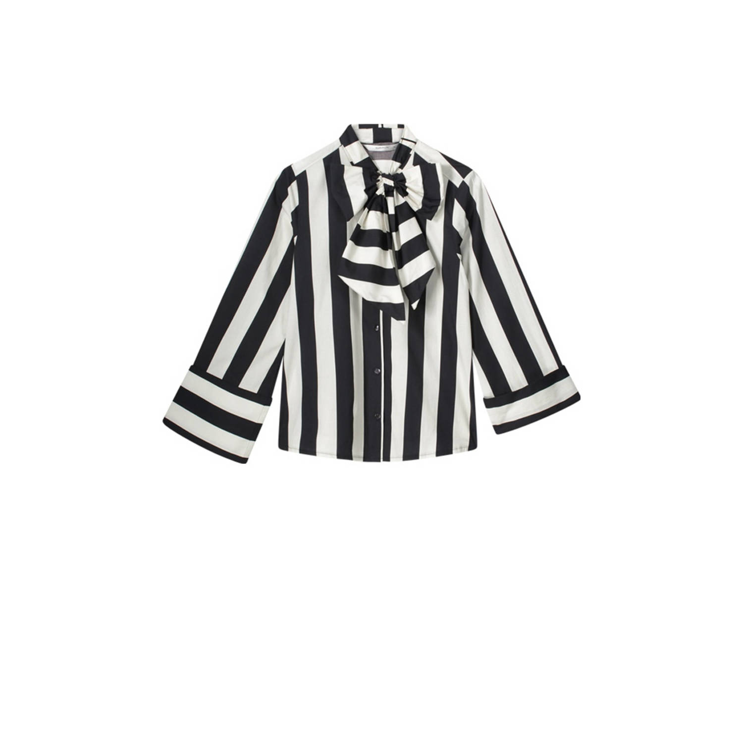 Summum Woman Strik Gestreepte Bedrukte Blouse Black Dames