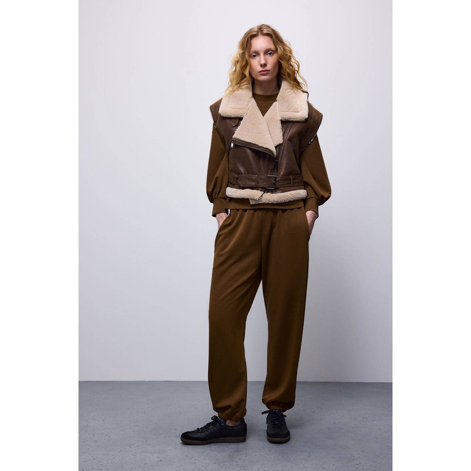 Summum imitatieleren gilet bruin beige