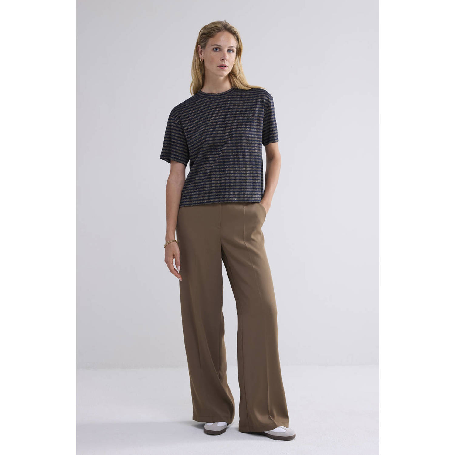 Summum gestreept T-shirt donkerblauw goud