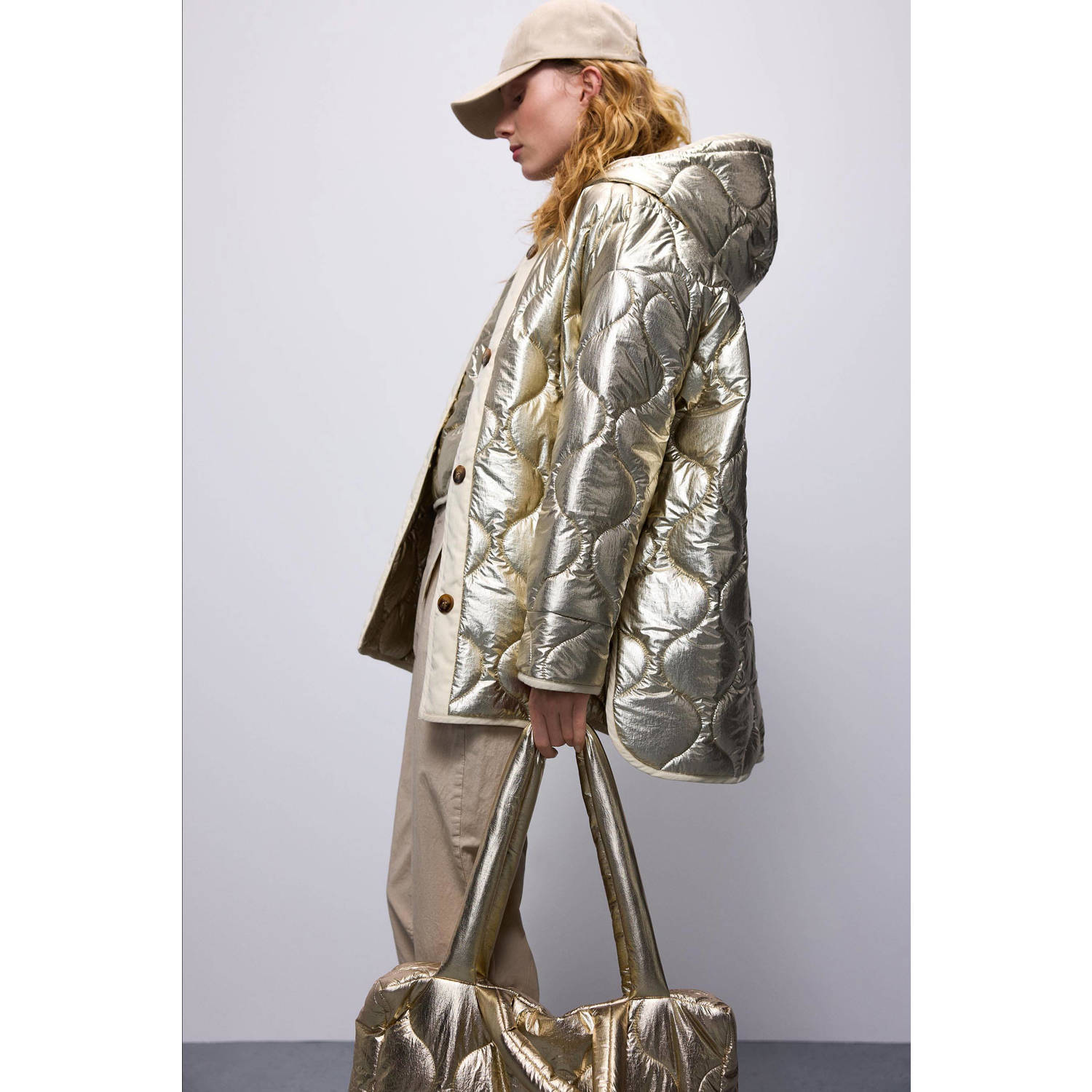 Summum quilted gewatteerde winterjas goud metallic
