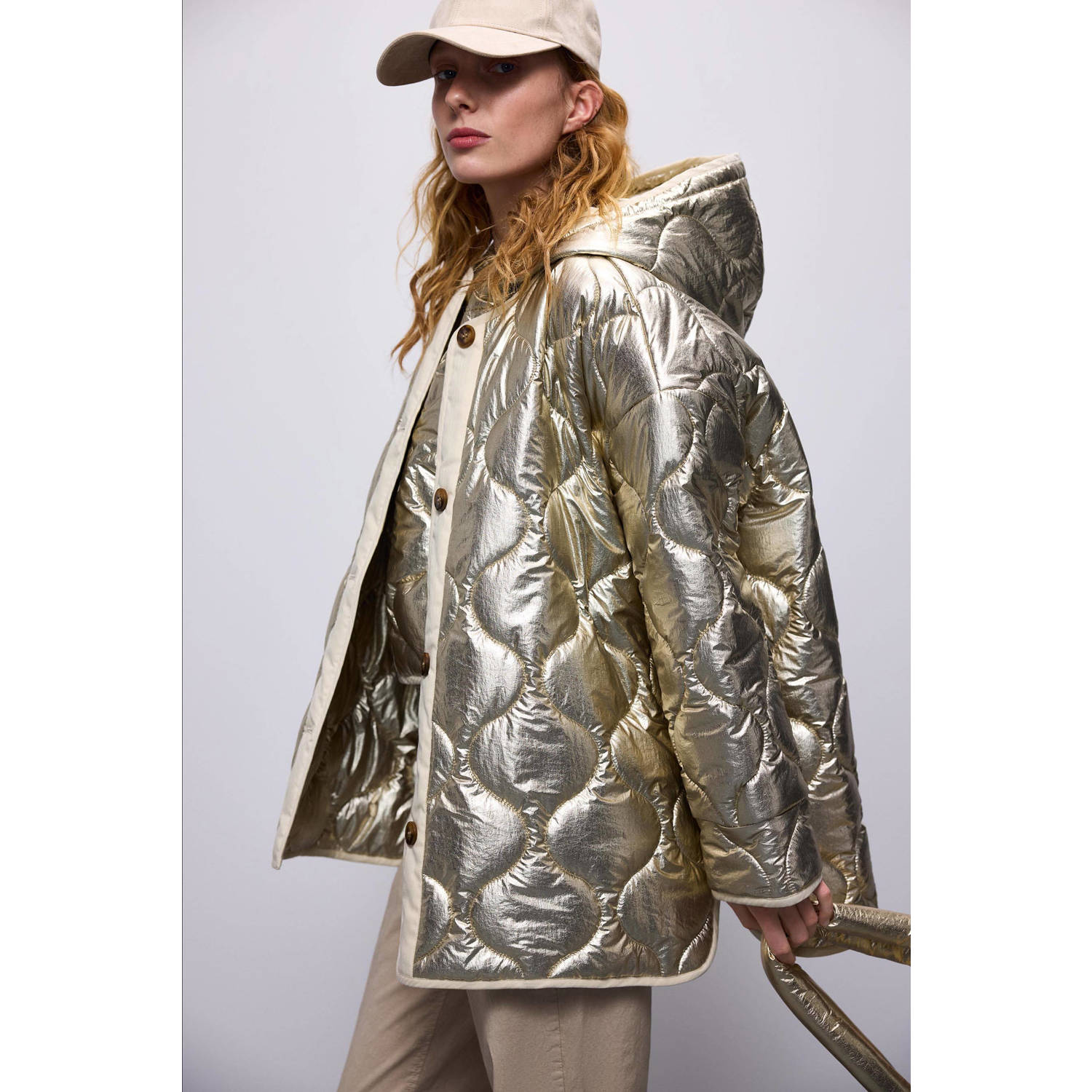 Summum quilted gewatteerde winterjas goud metallic