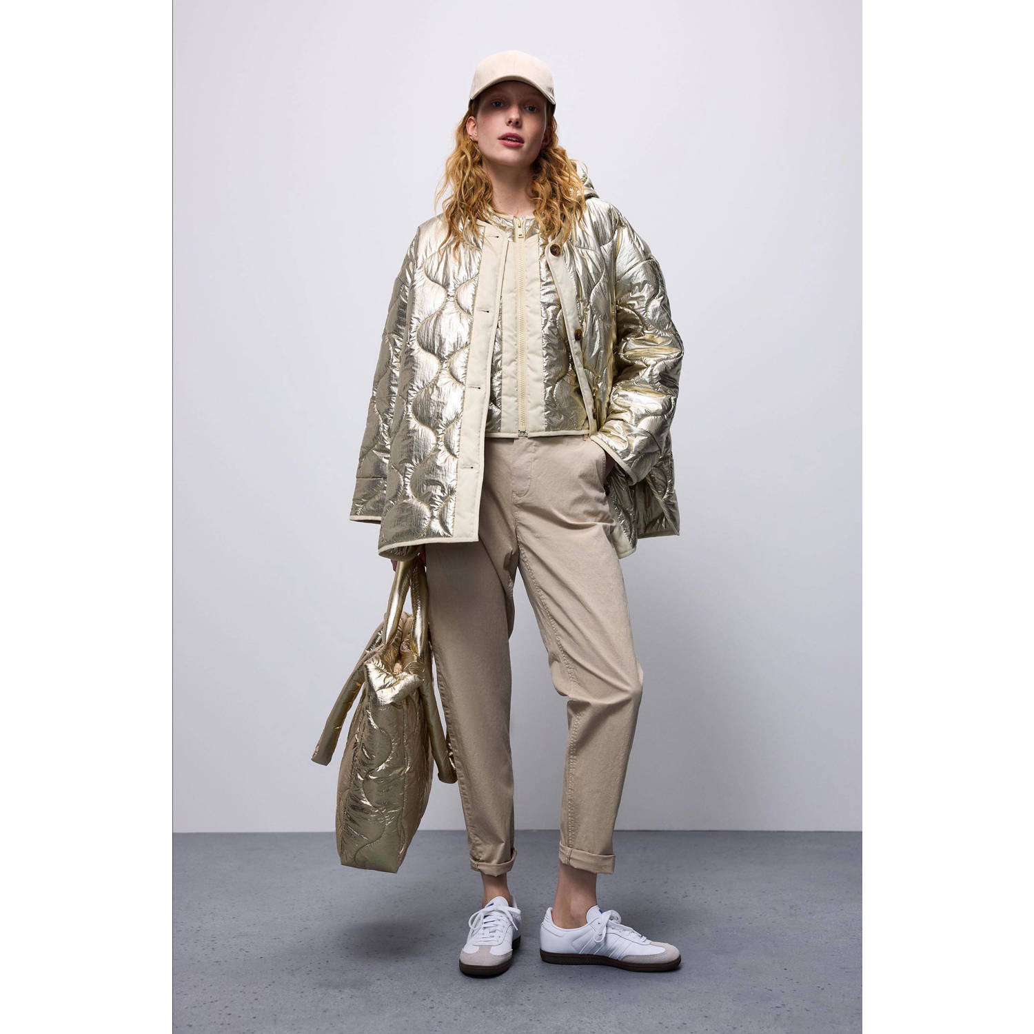 Summum quilted gewatteerde winterjas goud metallic