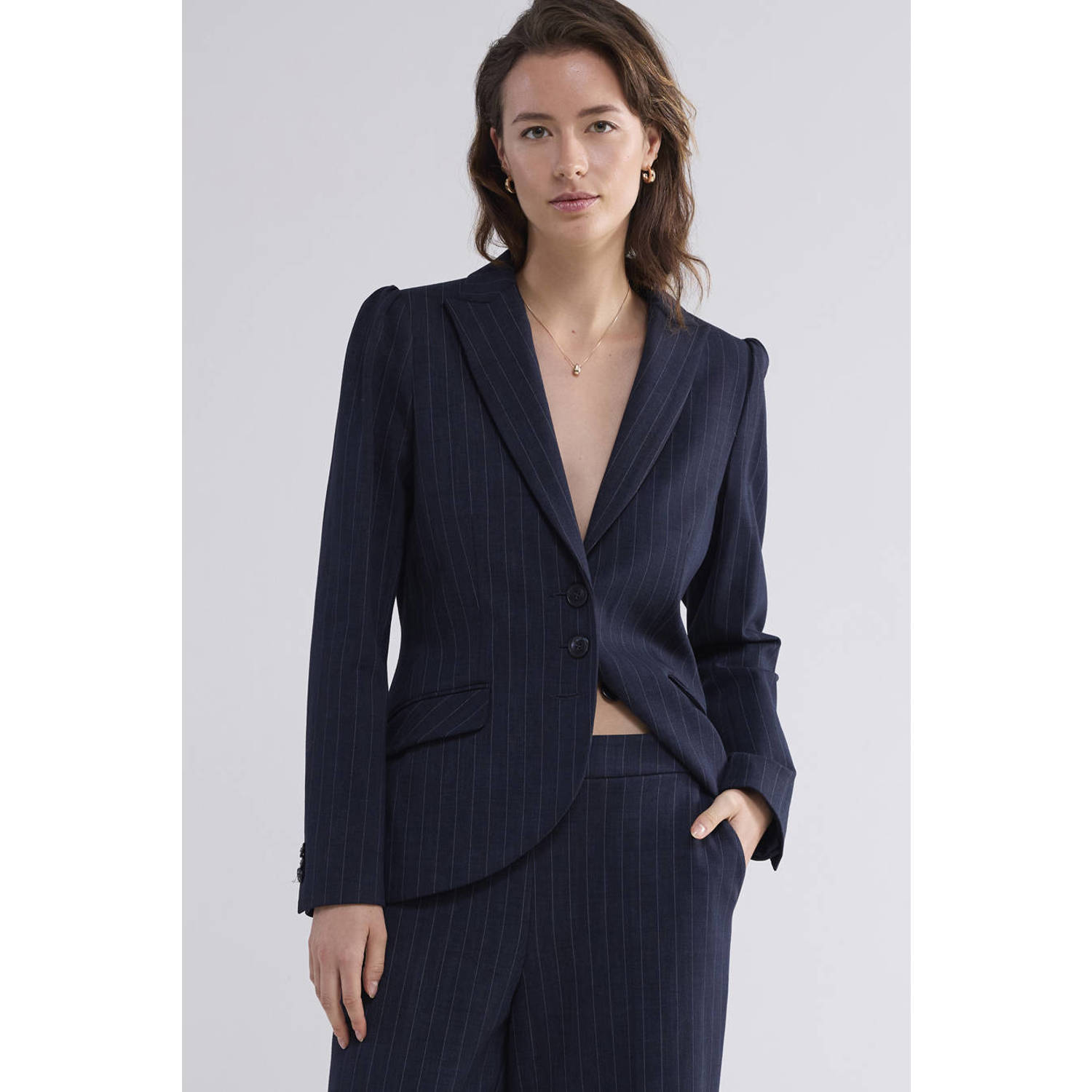 Summum Woman Vintage Gestreepte Blazer Upgrade Blue Dames