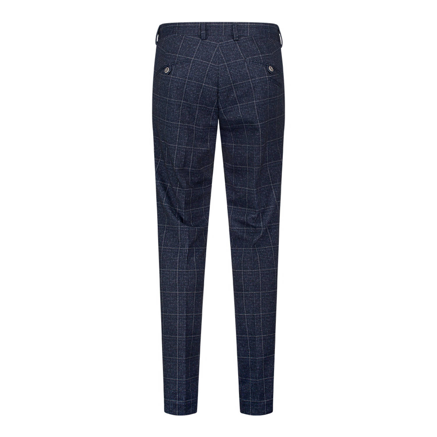 Blue Industry geruite regular fit chino navy