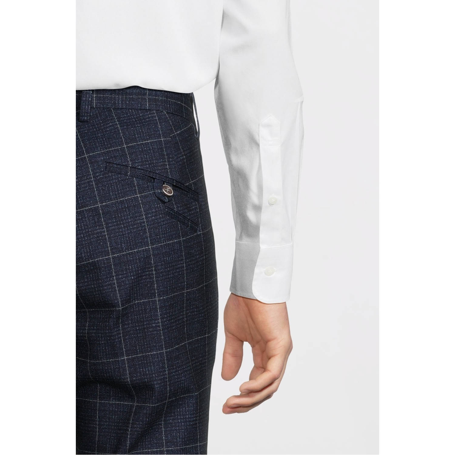 Blue Industry geruite regular fit chino navy