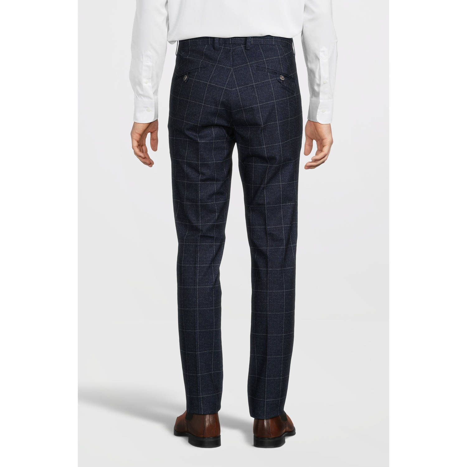 Blue Industry geruite regular fit chino navy