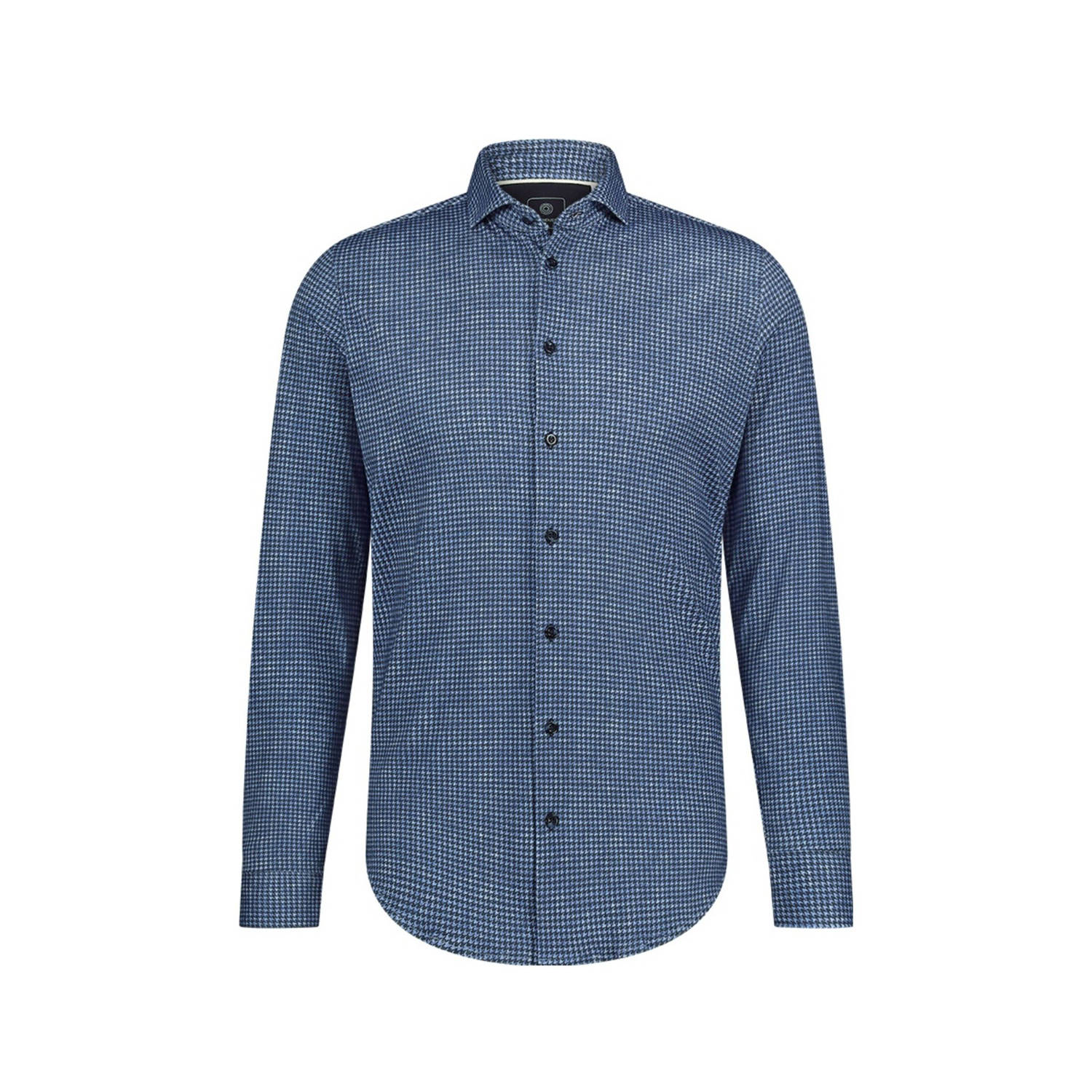 Blue Industry slim fit overhemd met all over print kobalt