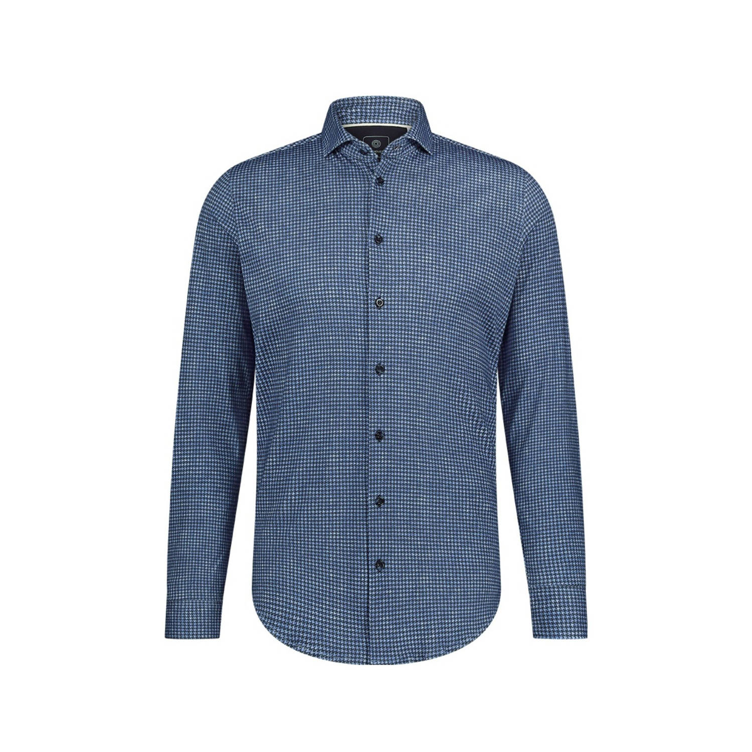 Blue Industry slim fit overhemd met all over print kobalt