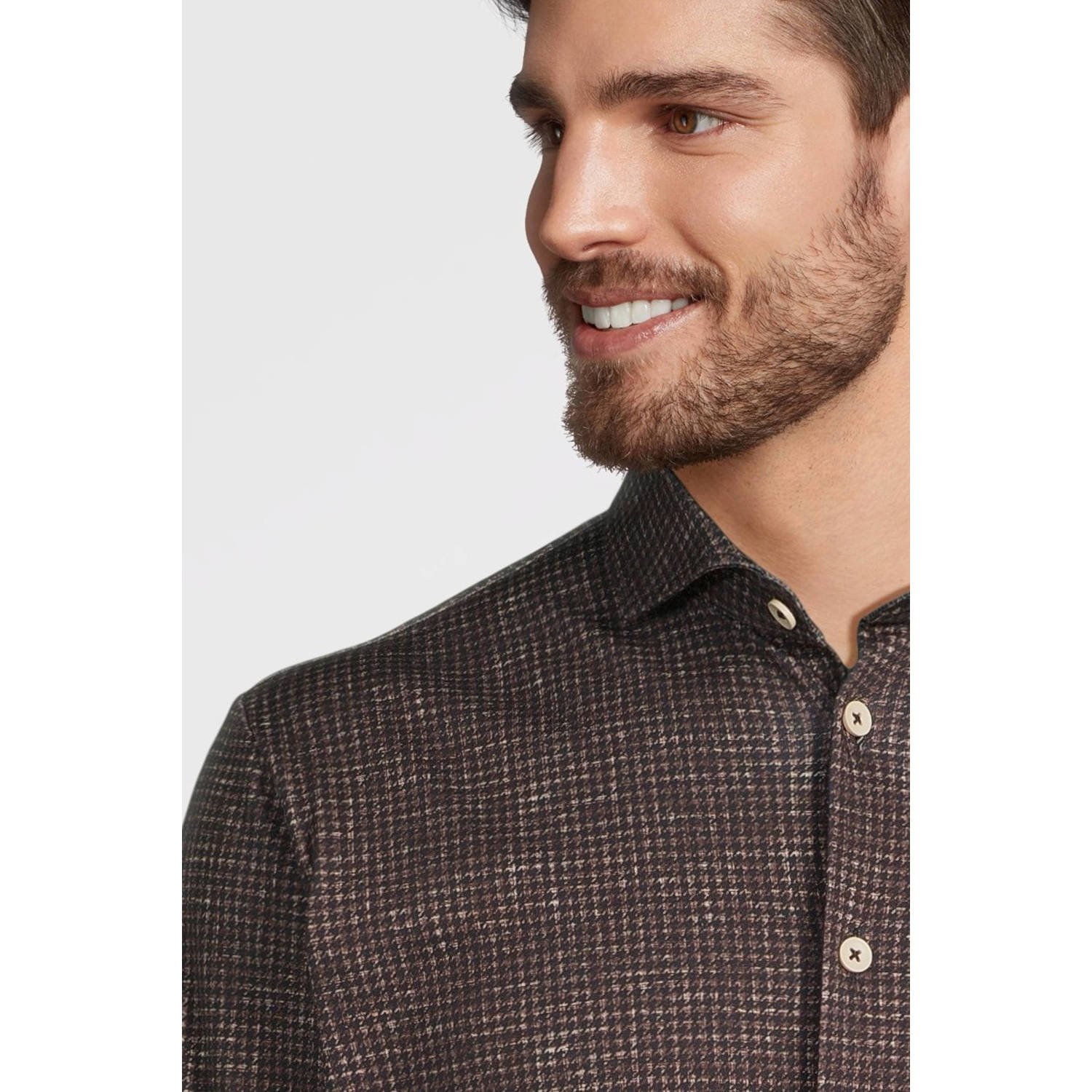 Blue Industry slim fit overhemd met all over print bruin