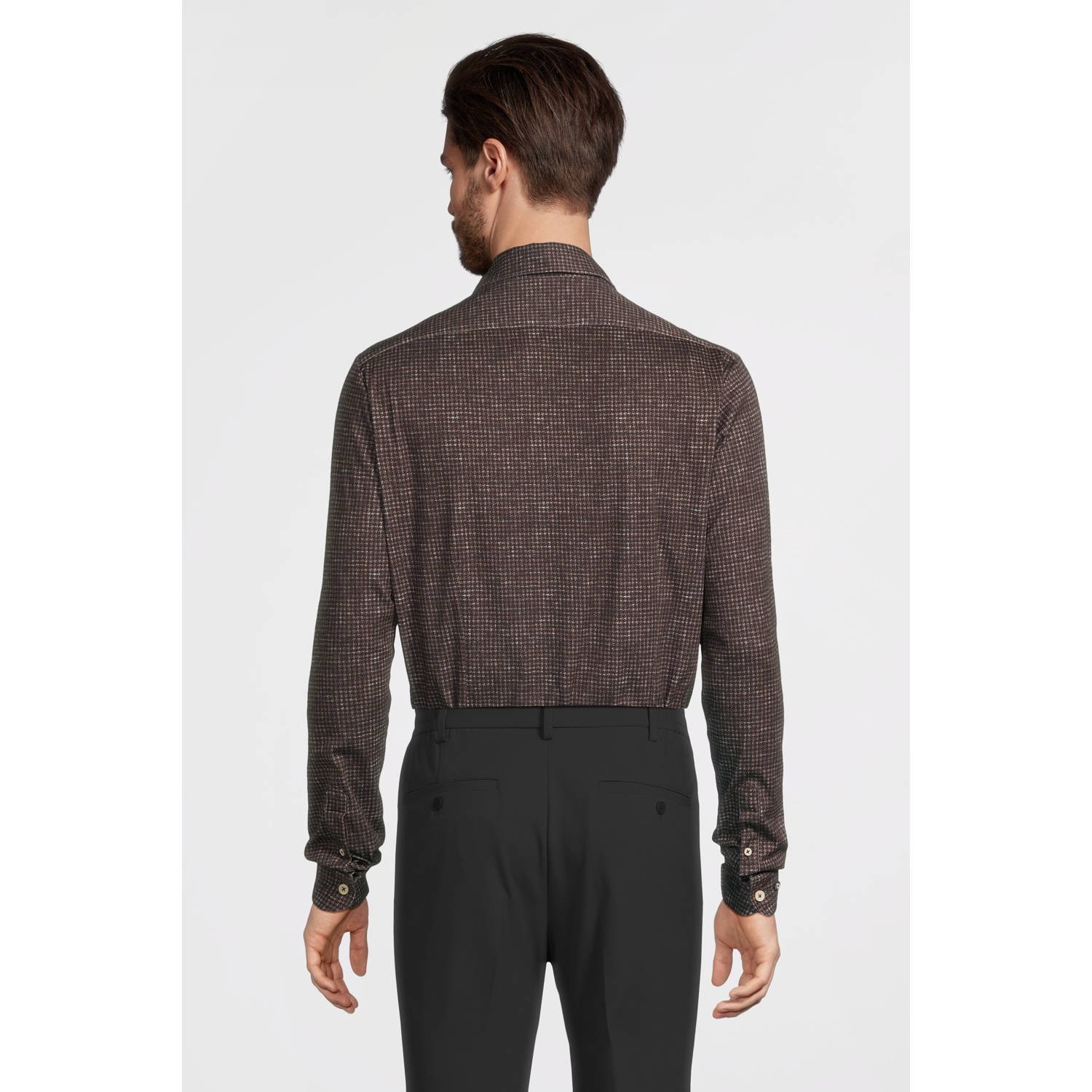 Blue Industry slim fit overhemd met all over print bruin