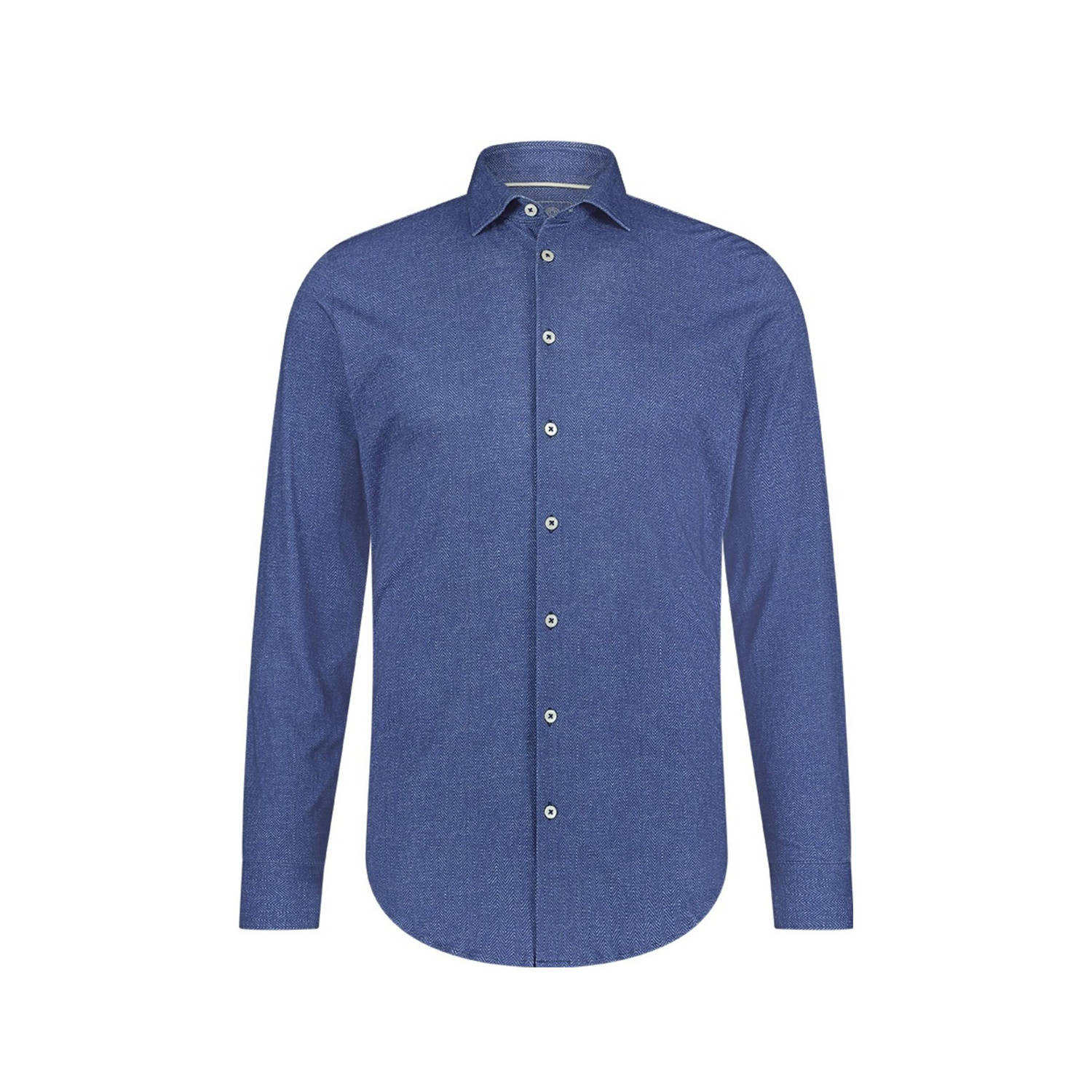 Blue Industry slim fit overhemd met all over print kobalt