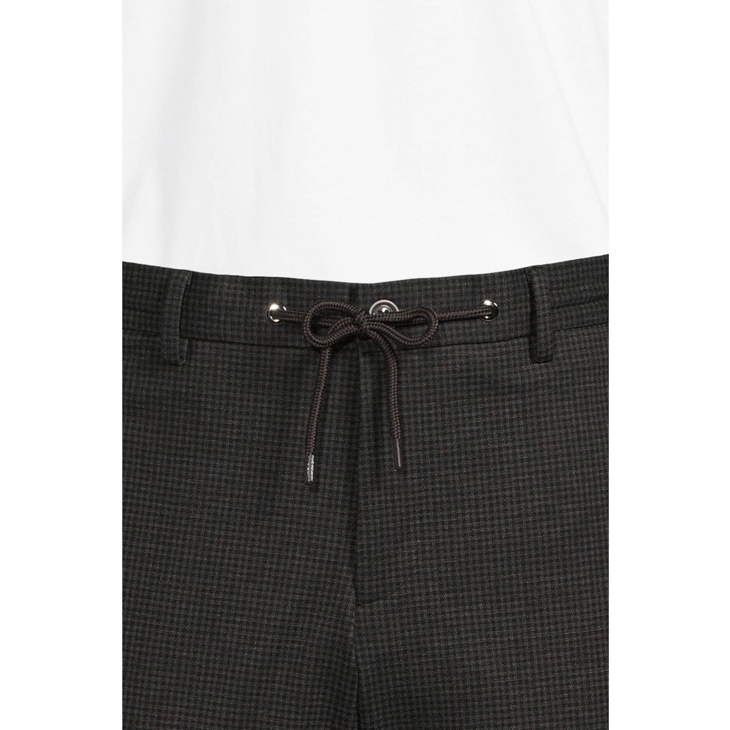 Blue Industry geruite chino zwart