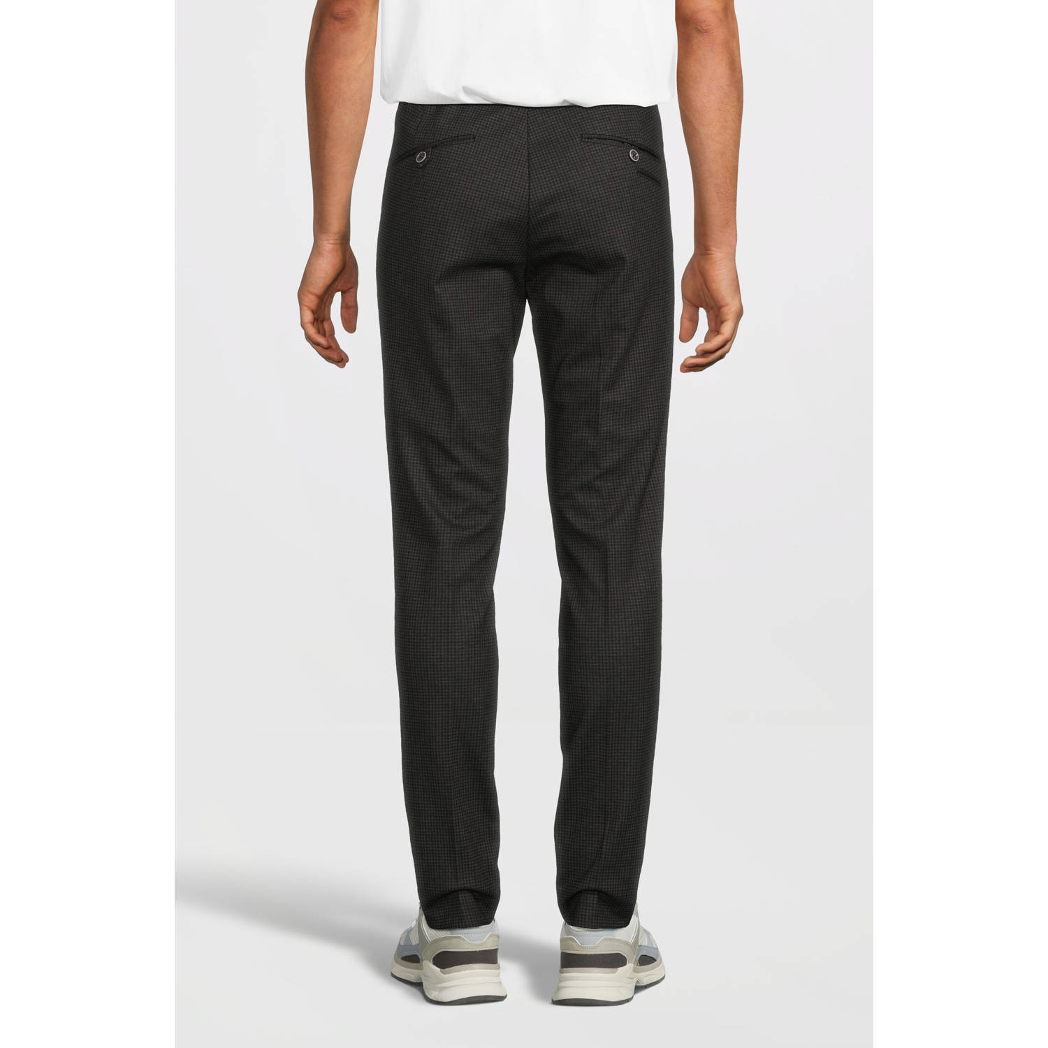 Blue Industry geruite chino zwart
