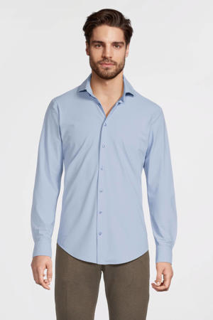 slim fit strijkvrij overhemd Lichtblauw