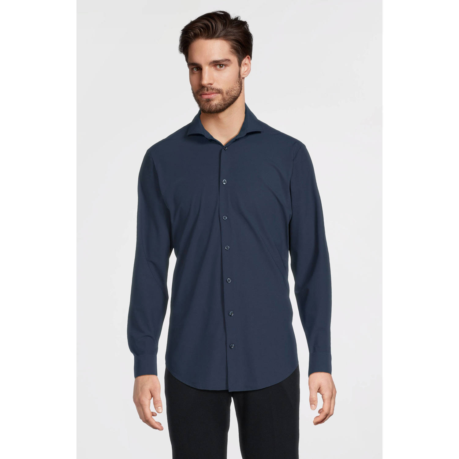 Blue Industry Casual Donkerblauw Overhemd Blue Heren
