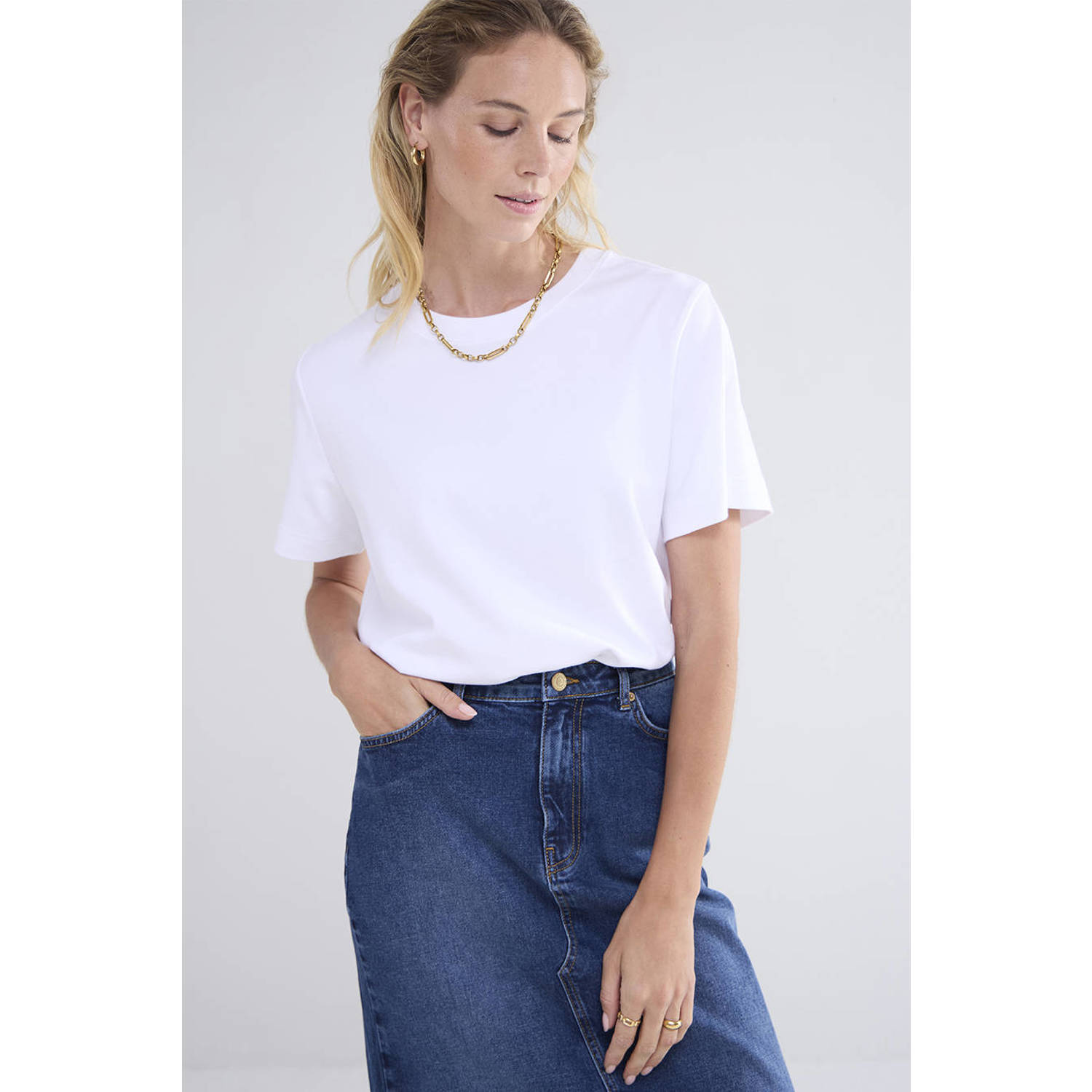 Summum Woman Klassieke katoenen T-shirt Lyon-30645 White Dames