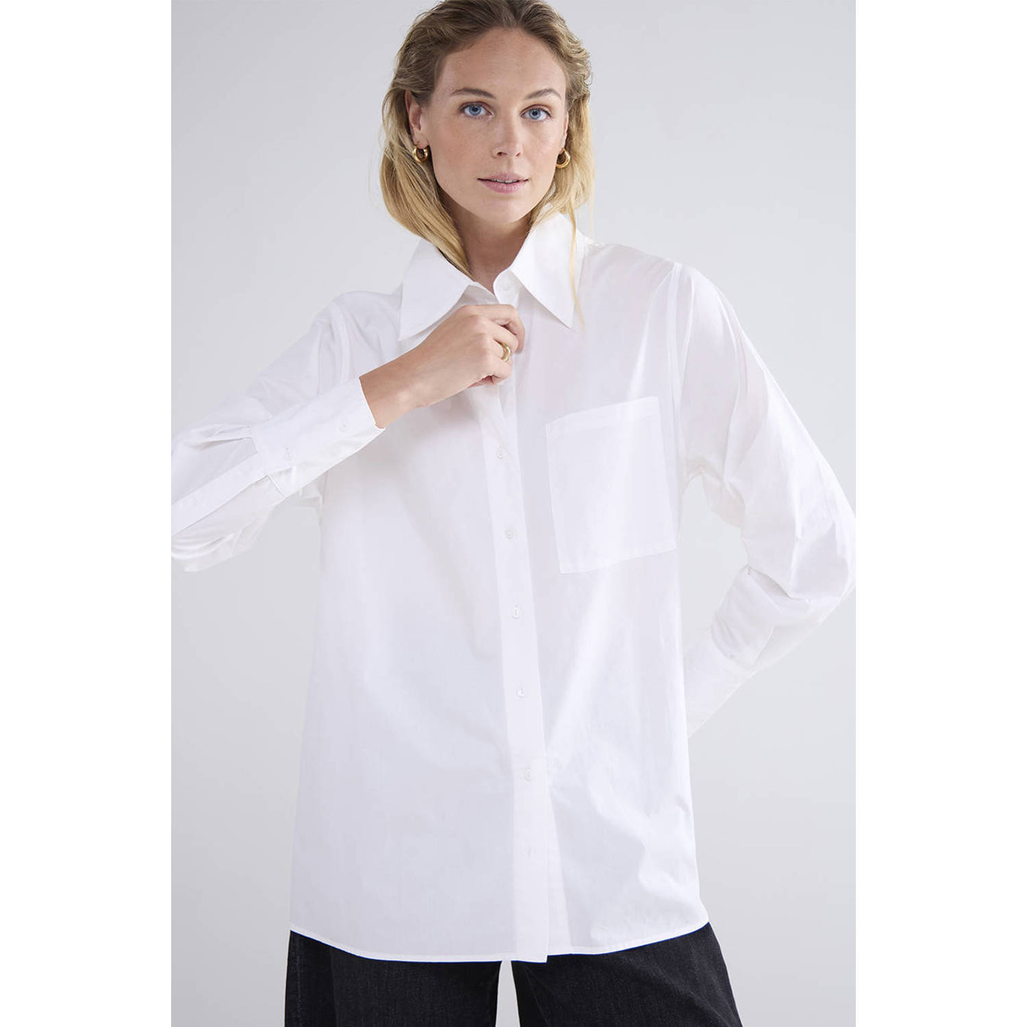 Summum Woman Crispy Poplin Blouse Amsterdam Stijl White Dames