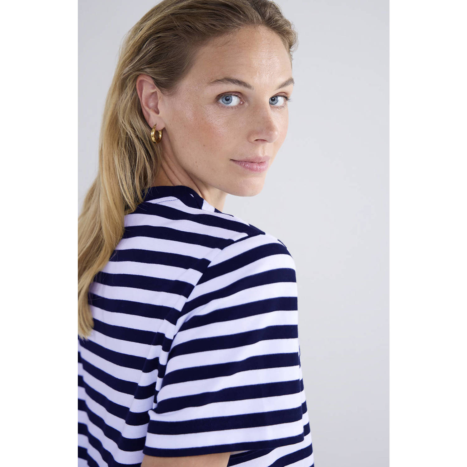 Summum gestreept T-shirt donkerblauw wit