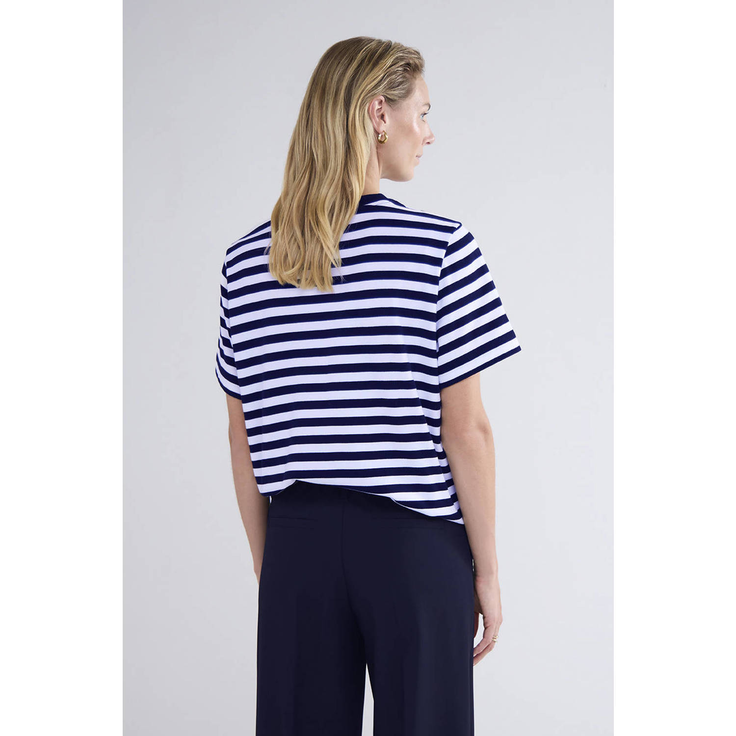 Summum gestreept T-shirt donkerblauw wit