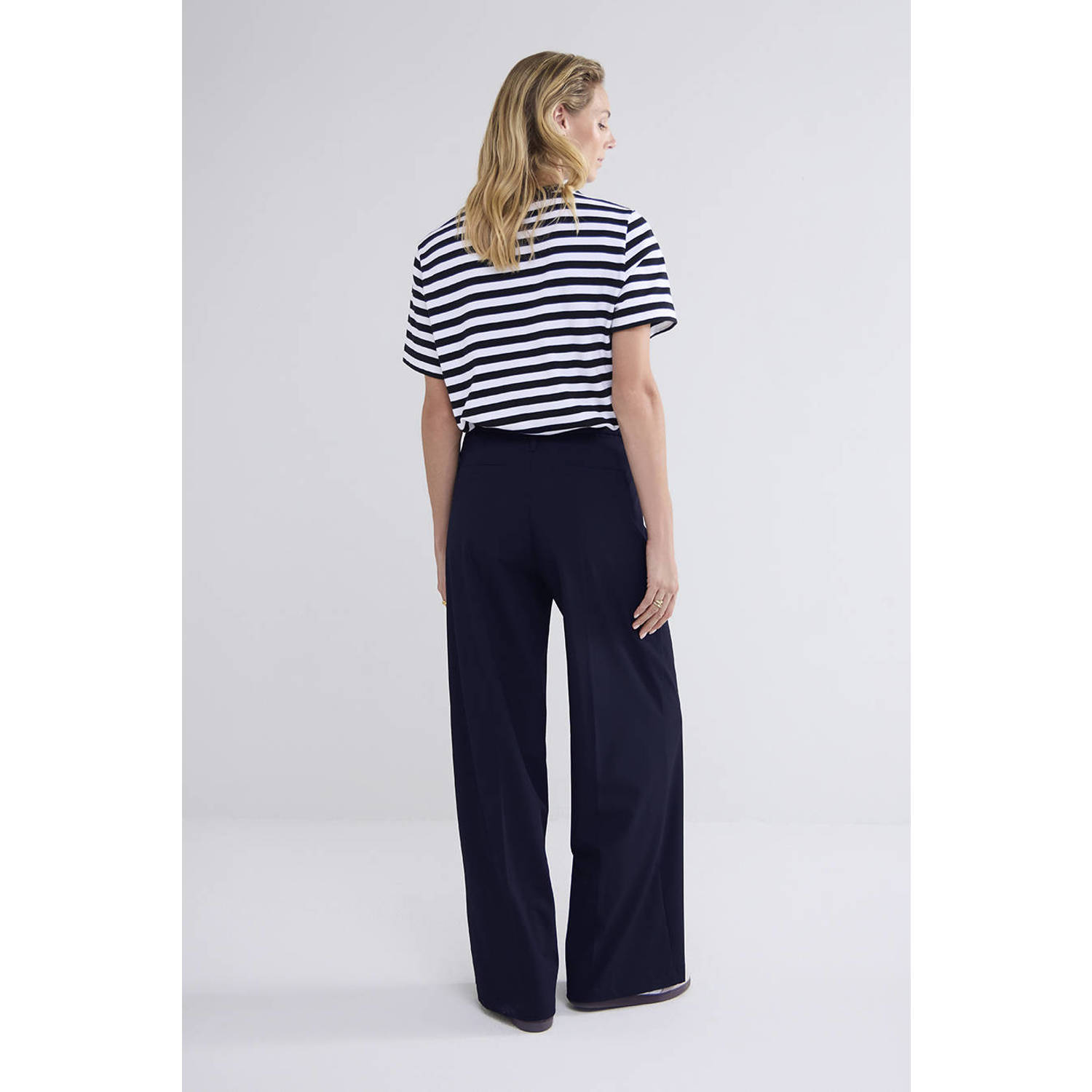 Summum wide leg broek donkerblauw