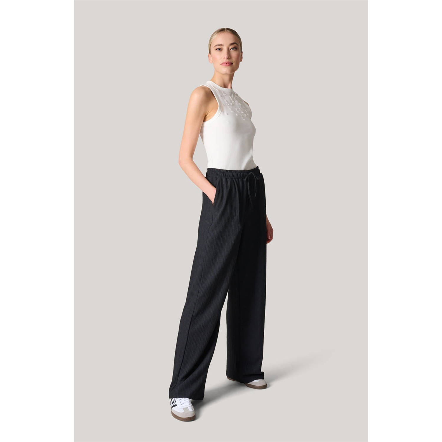 Shoeby high waist wide leg broek zwart