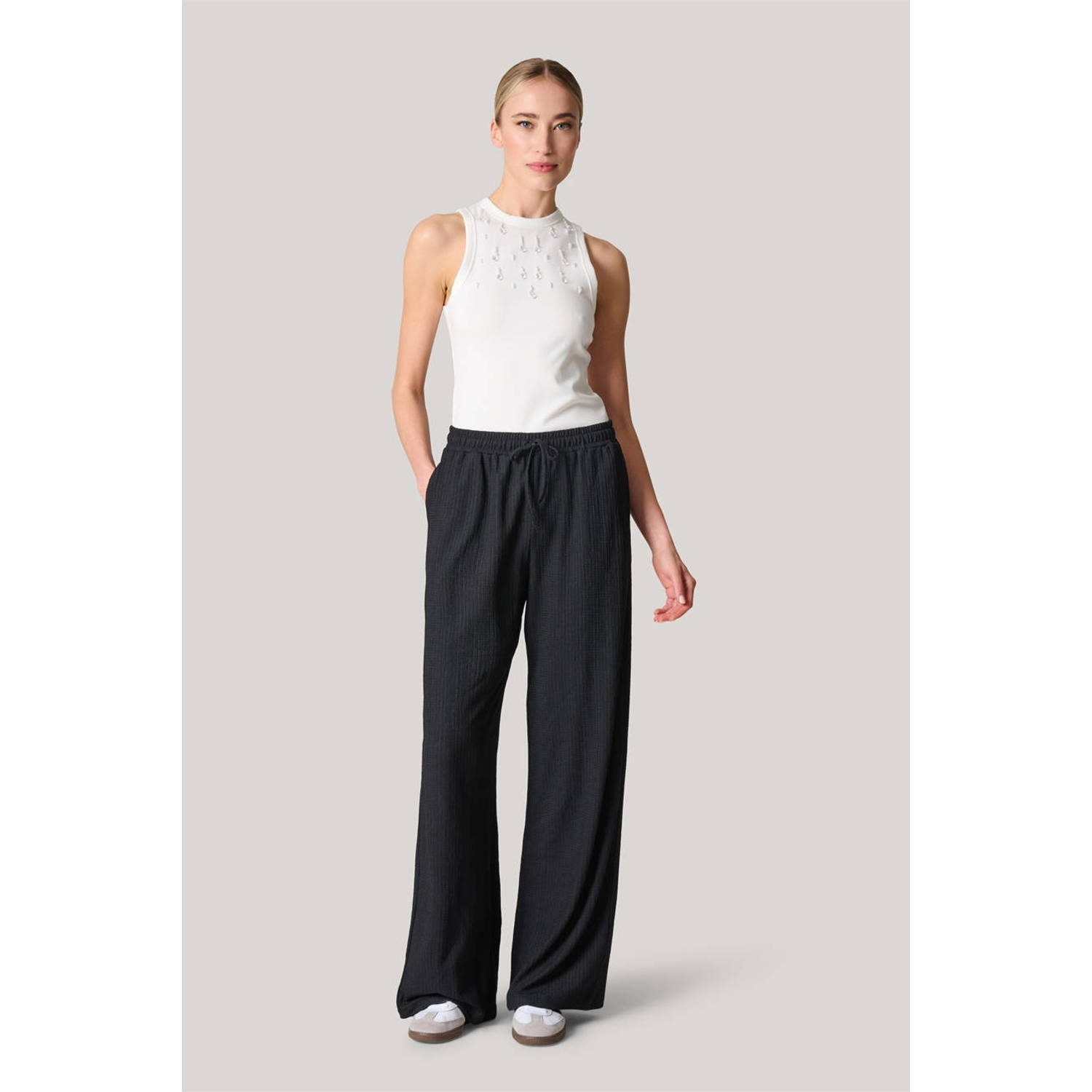 Shoeby high waist wide leg broek zwart