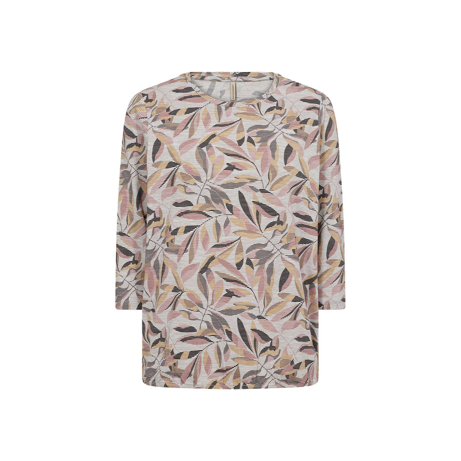 Soyaconcept top all over print licht roze grijs geel