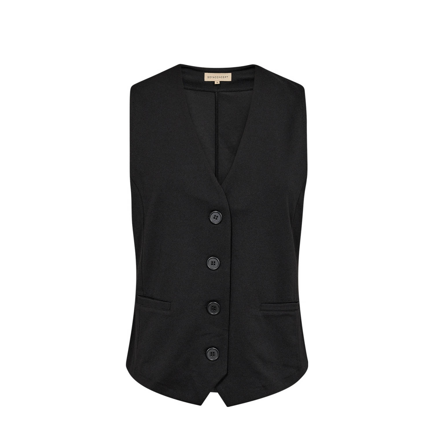 Soyaconcept Moderne V-hals Gilet met Zakken Black Dames