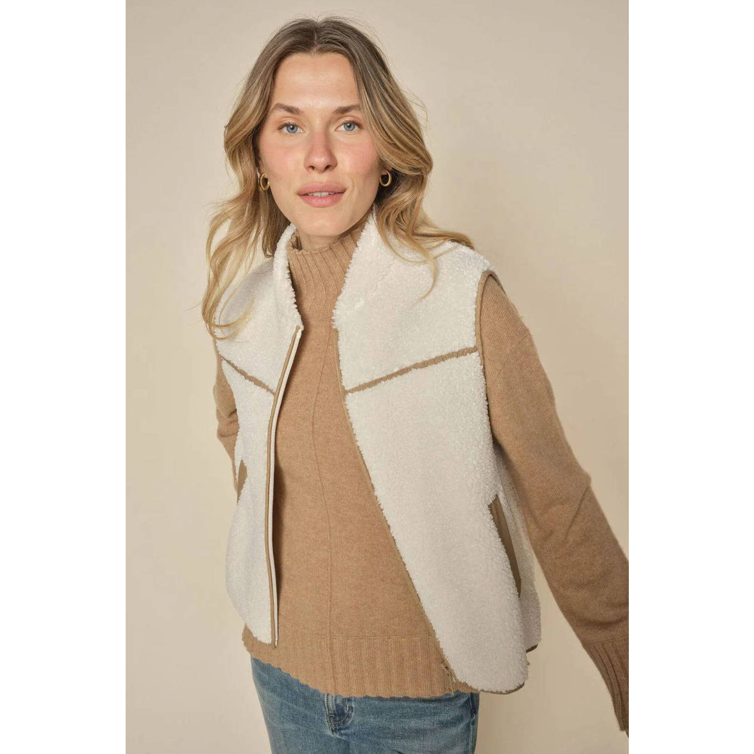 MOS MOSH Gilet van teddybont met schuine zakken model 'Rowe'