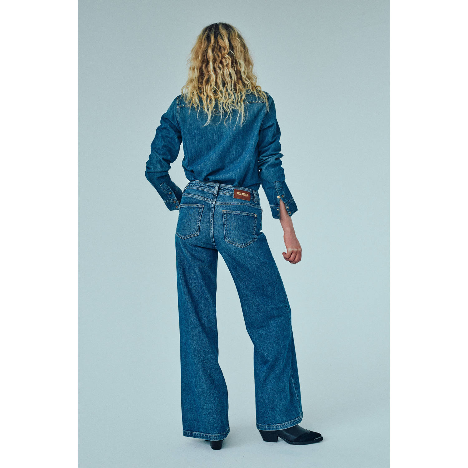 Mos Mosh high waist wide leg jeans Dara dark blue denim