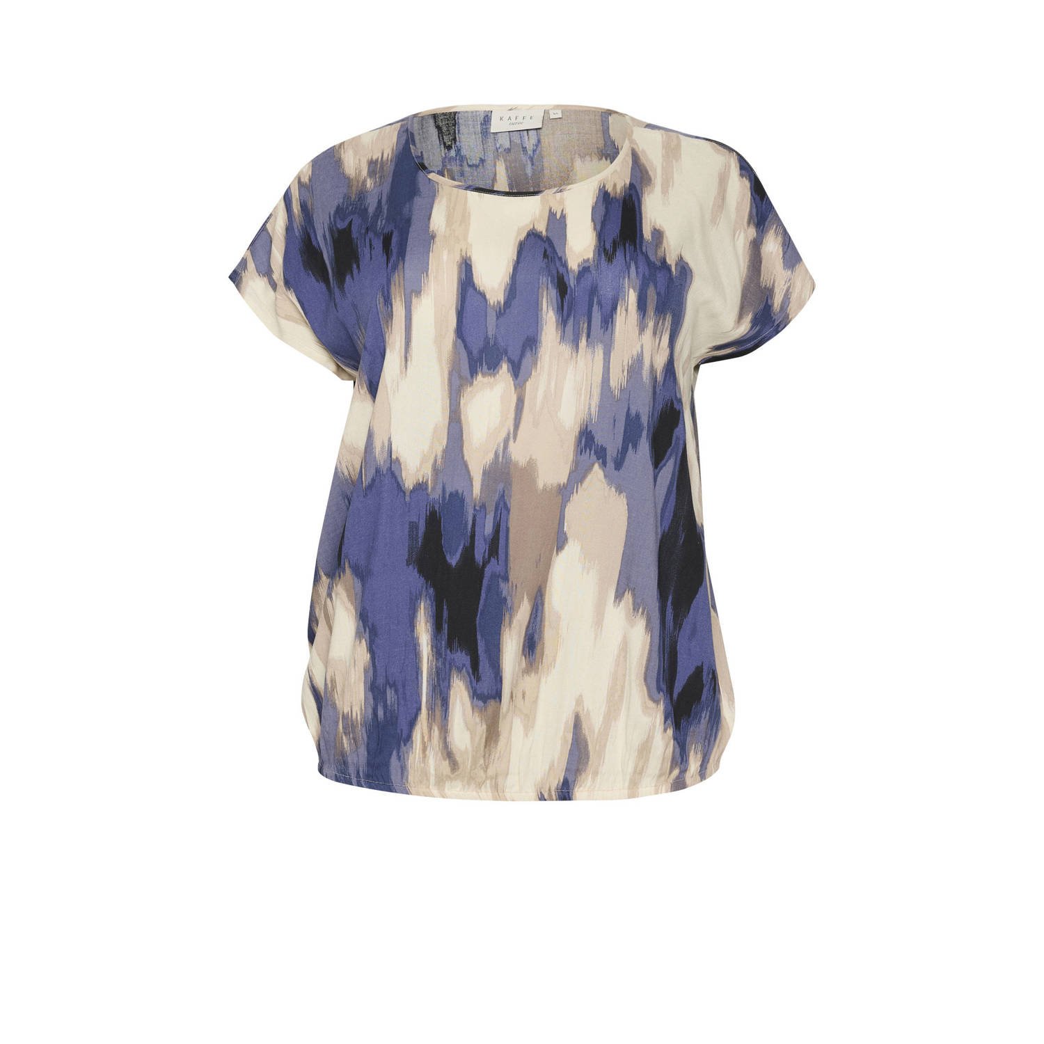 Kaffe Curve top KCbella met all over print blauw beige