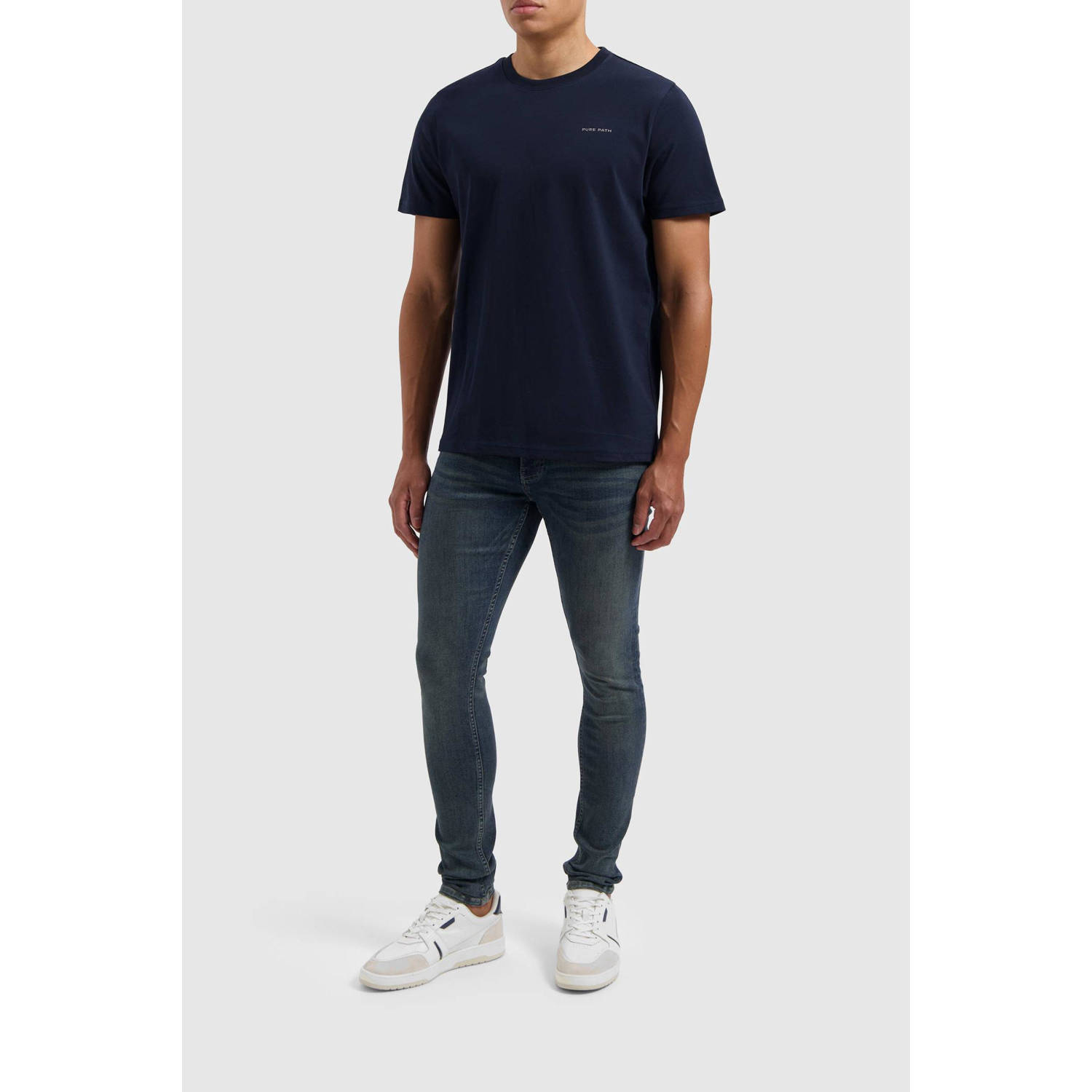 Pure Path T-shirt met backprint donkerblauw