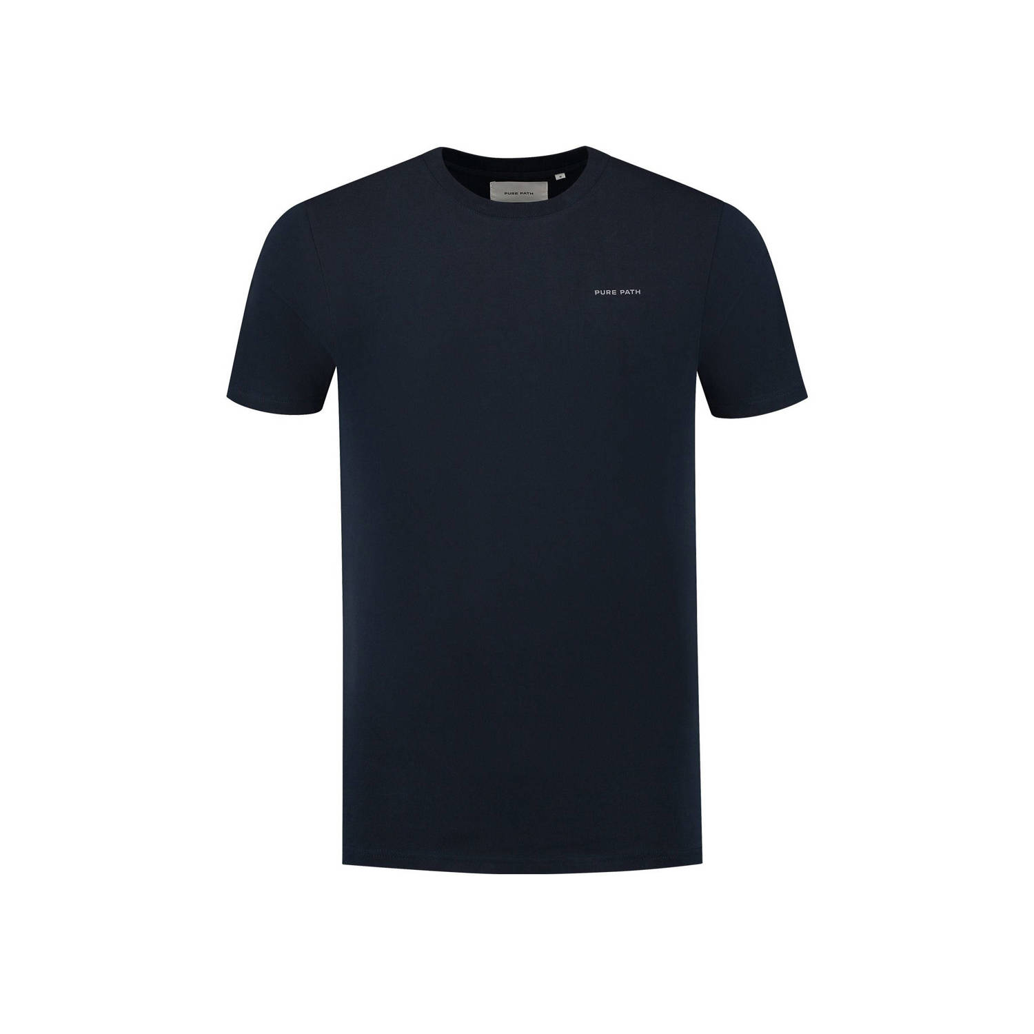 PURE PATH Heren Polo's & T-shirts Regular Fit T-shirts Crewneck Ss103 Donkerblauw