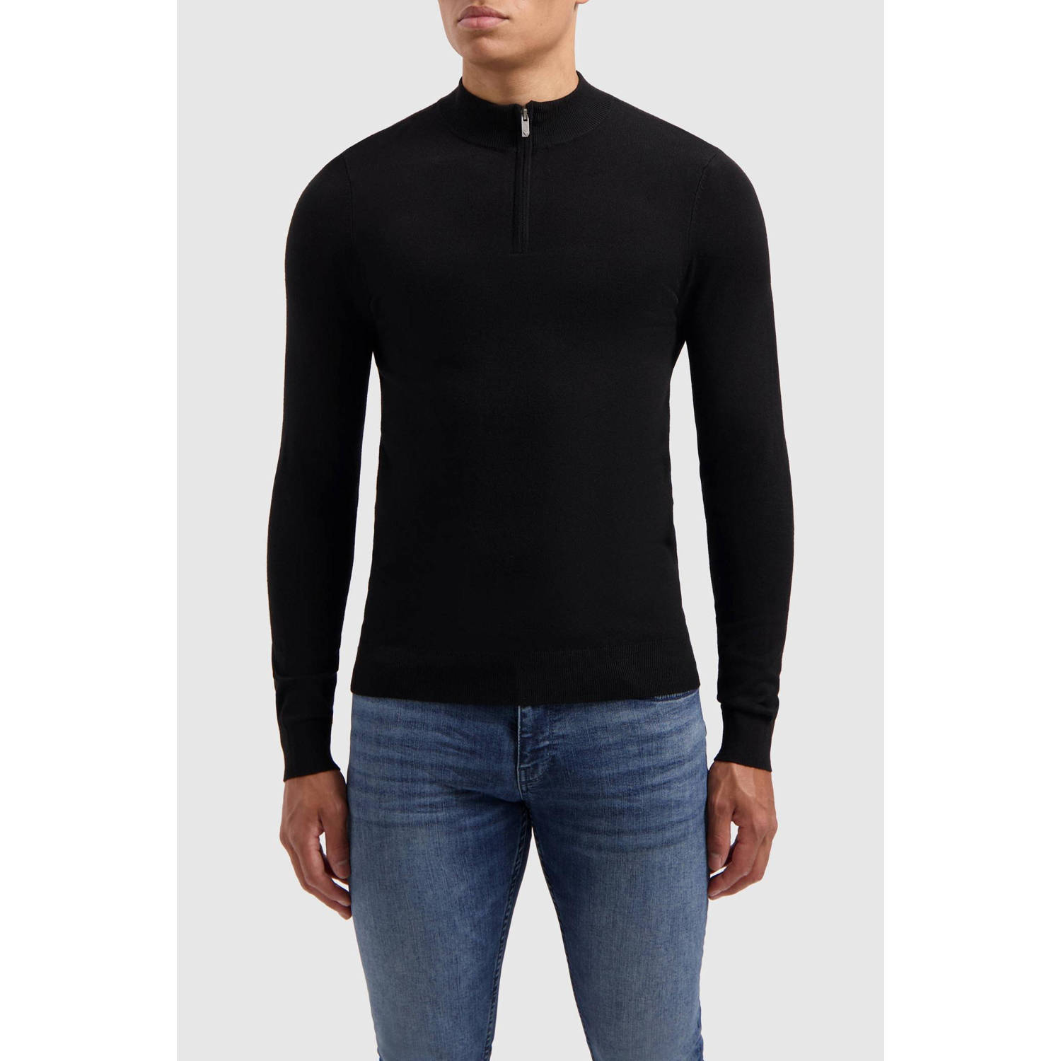 PURE PATH Heren Truien & Vesten Essential Knitwear Halfzip Sweater Zwart