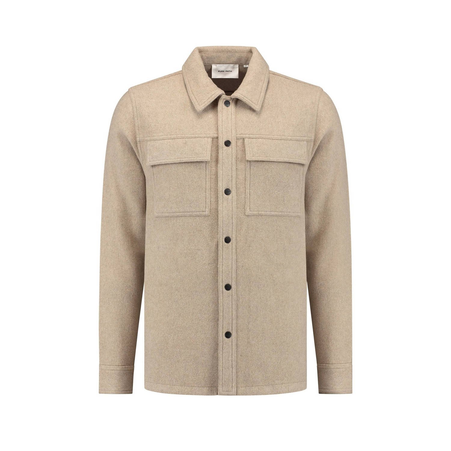 Pure Path overshirt met wol beige