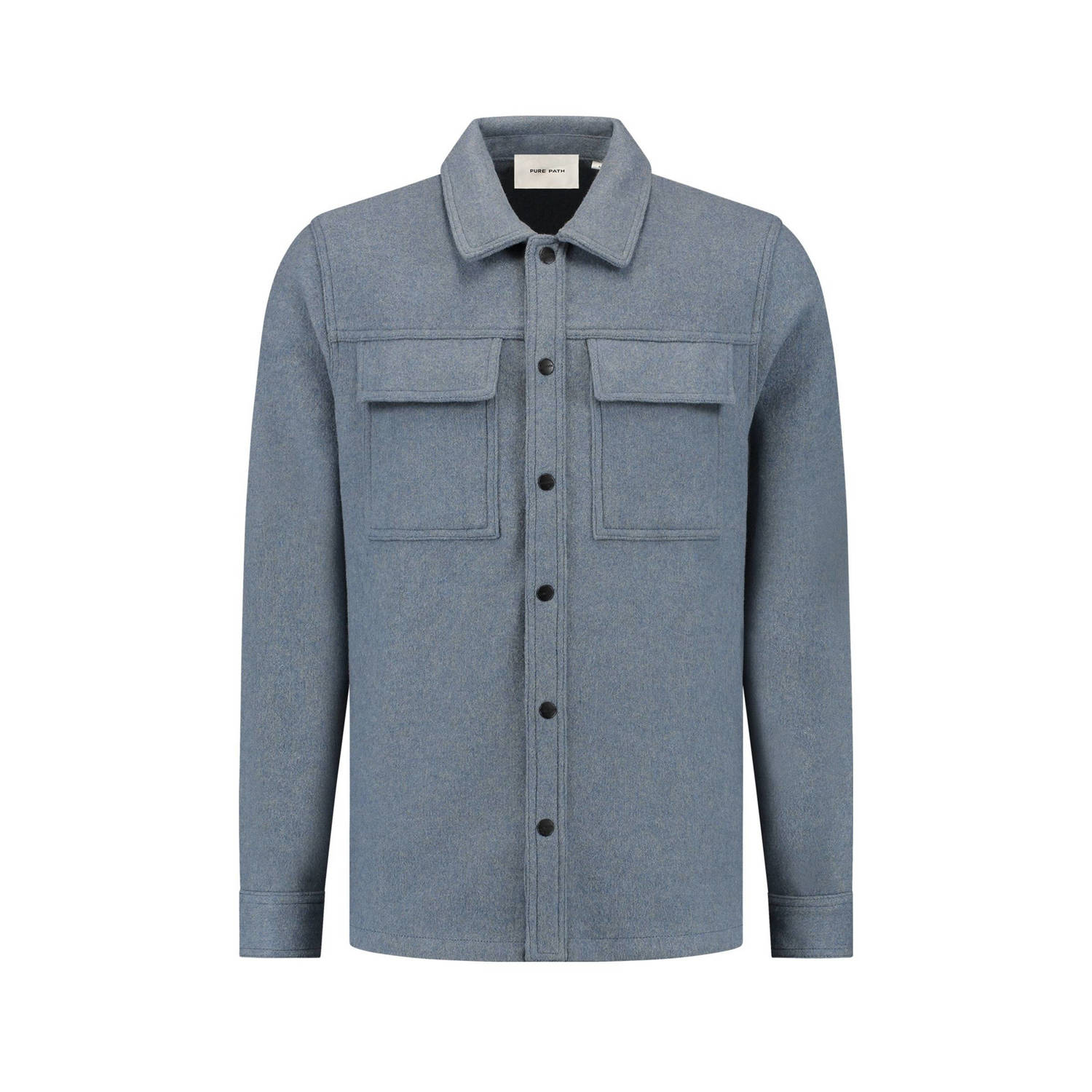 Pure Path overshirt met wol blauw