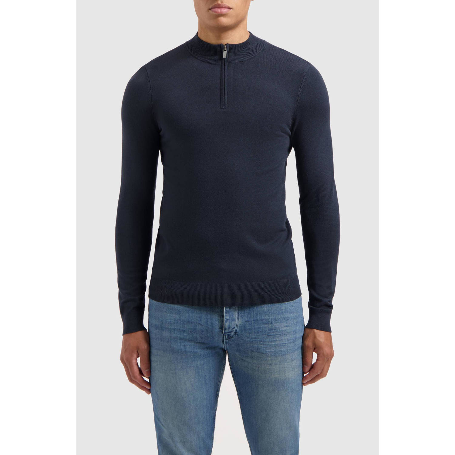 PURE PATH Heren Truien & Vesten Essential Knitwear Halfzip Sweater Donkerblauw