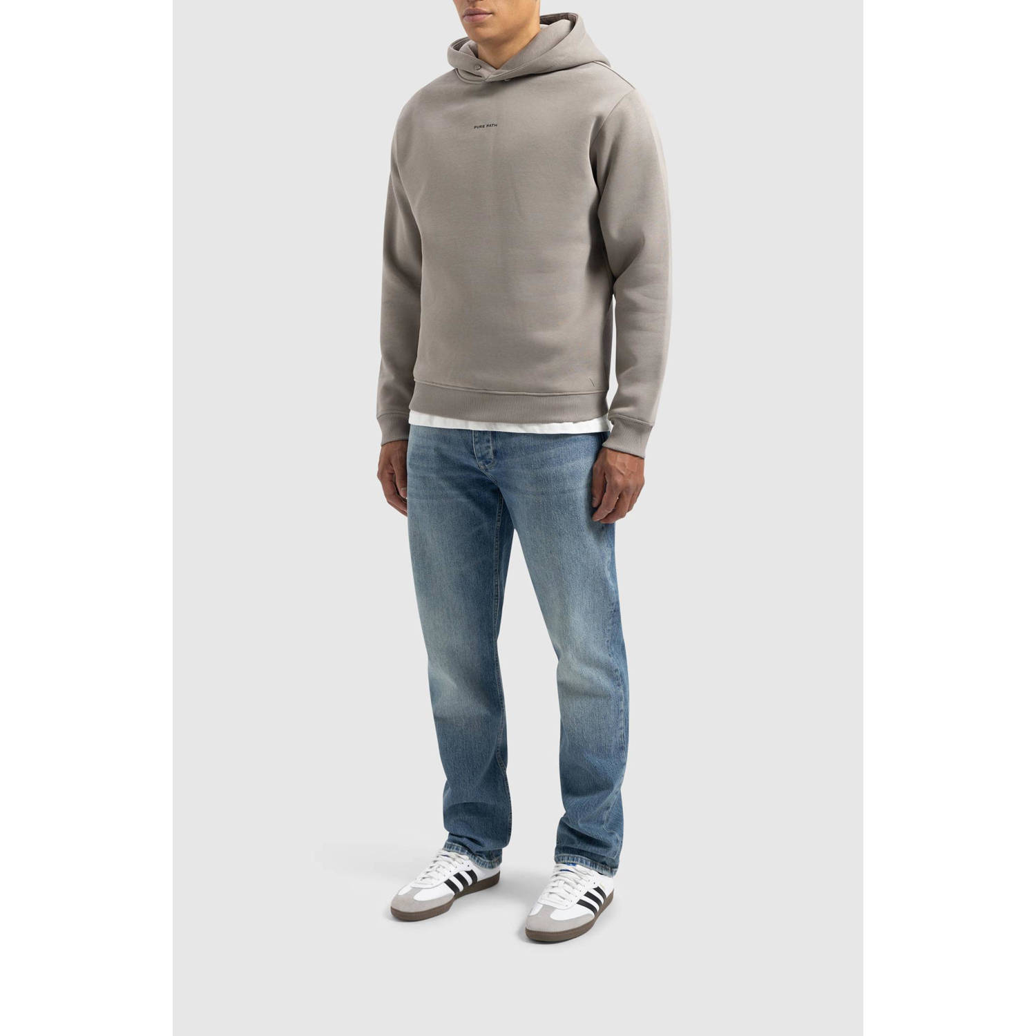PURE PATH Heren Truien & Vesten Loose Fit Sweaters Hoodie303 Taupe