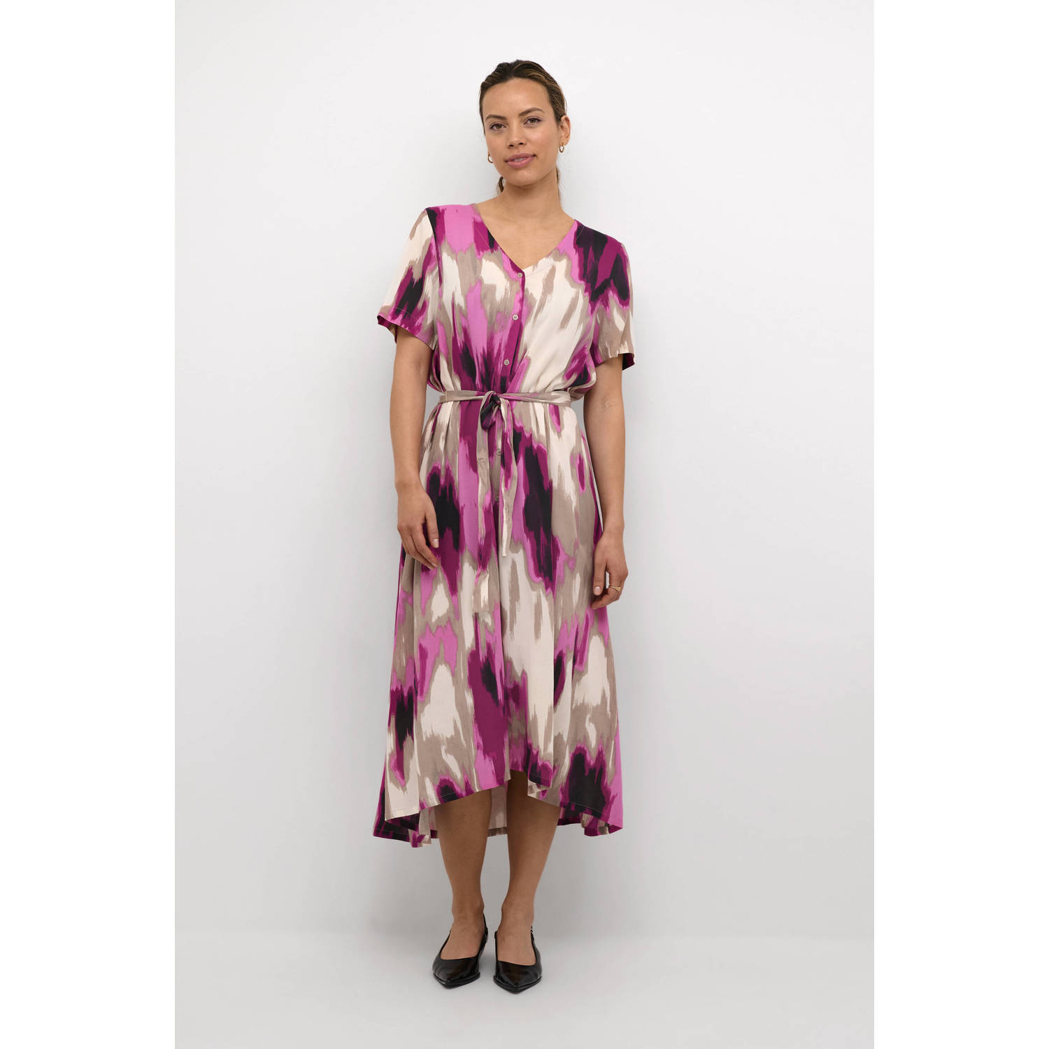 Kaffe jurk KAbeathe met all over print roze beige